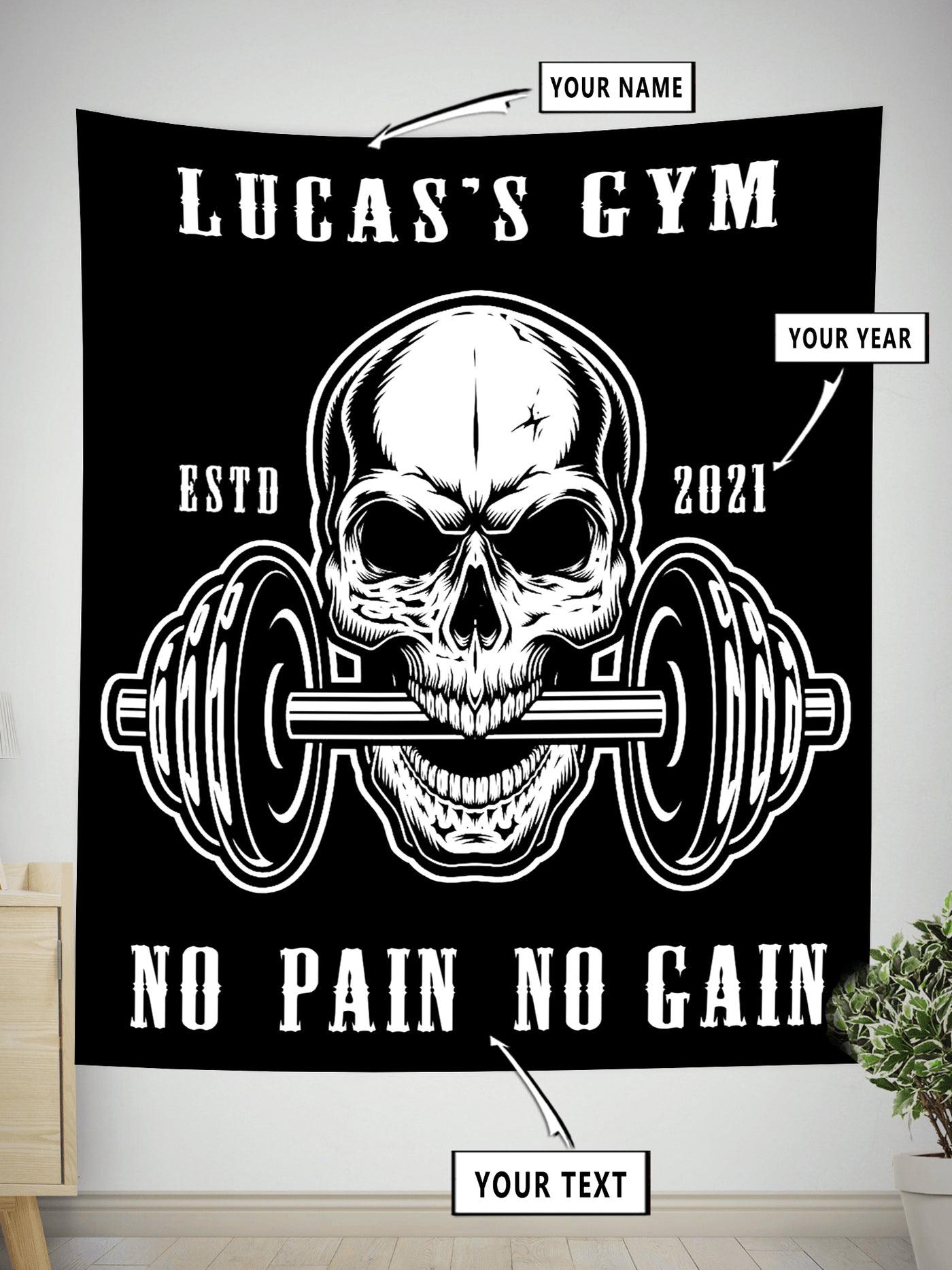 No Pain No Gain Gym Skull Flags Gym Decor