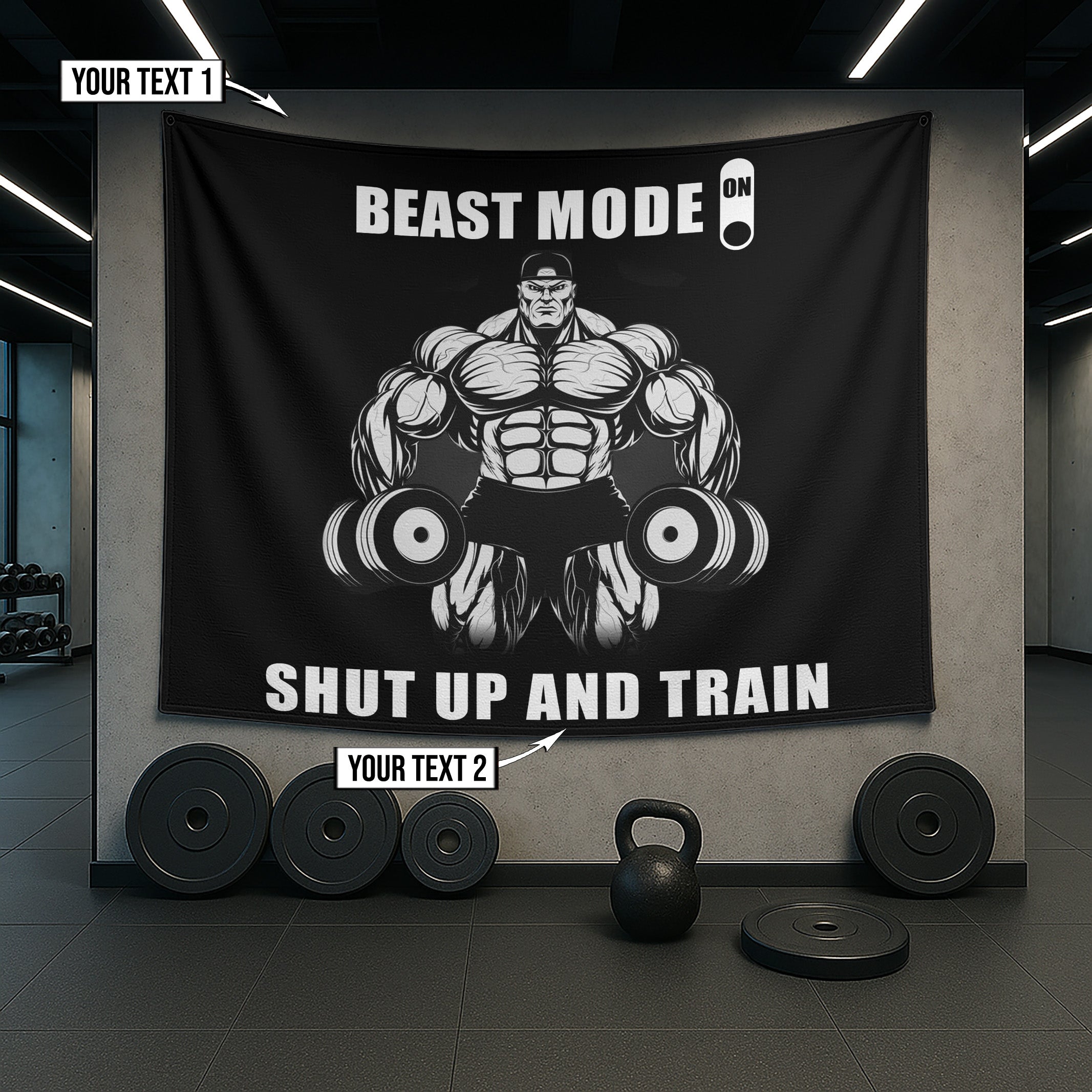 Home Gym Flag Tapestry Bodybuilding Gift Shut Up And Train Wall Art 08842