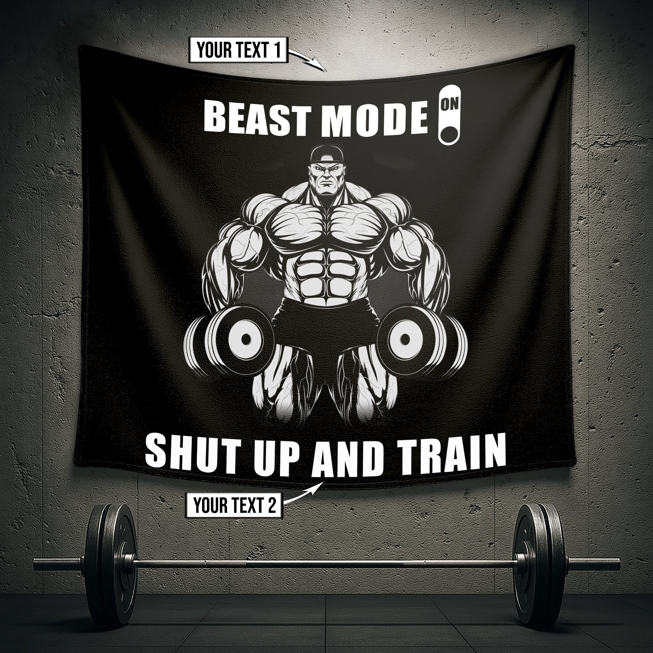 Home Gym Flag Tapestry Bodybuilding Gift Shut Up And Train Wall Art 08842
