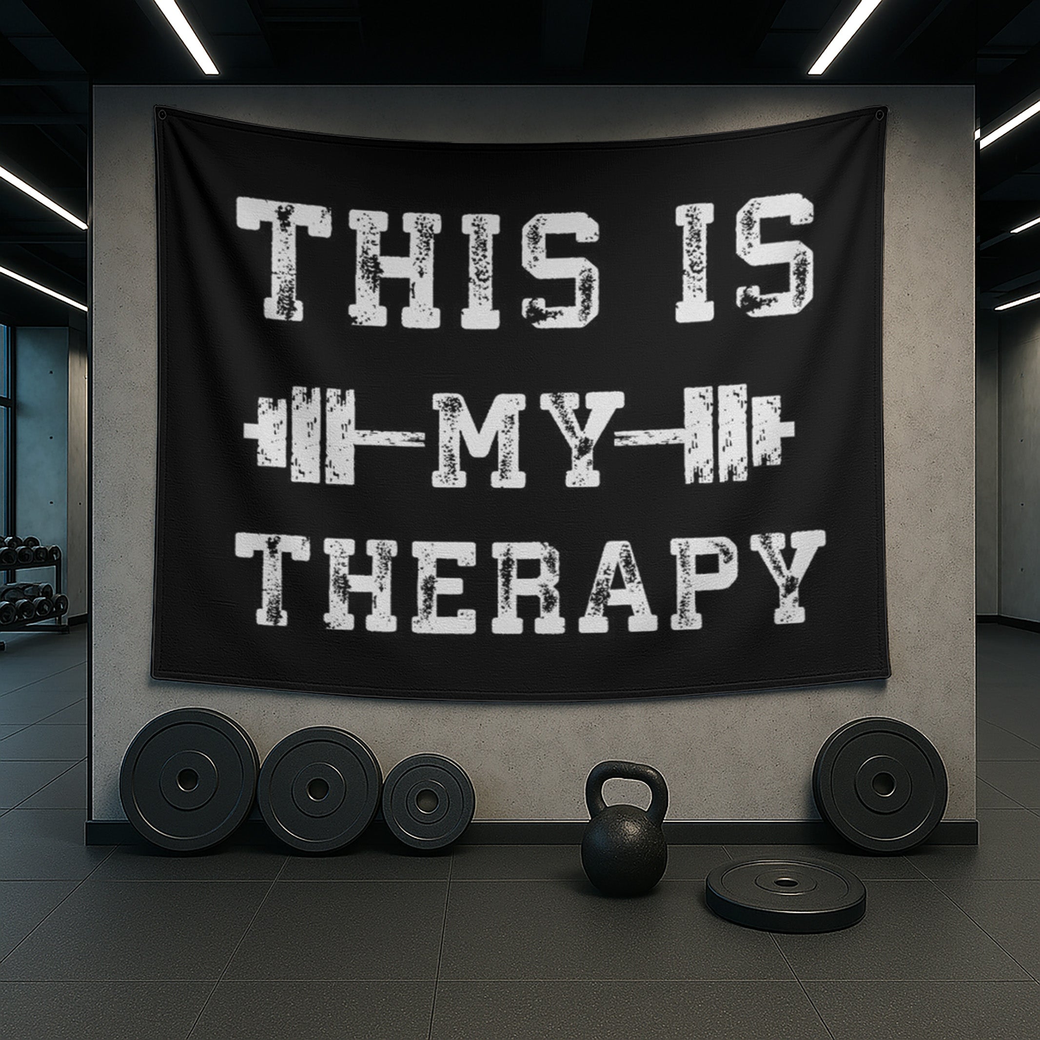 This Is My Therapy Home Gym Flag Motivational Quote for Bodybuilding 08868