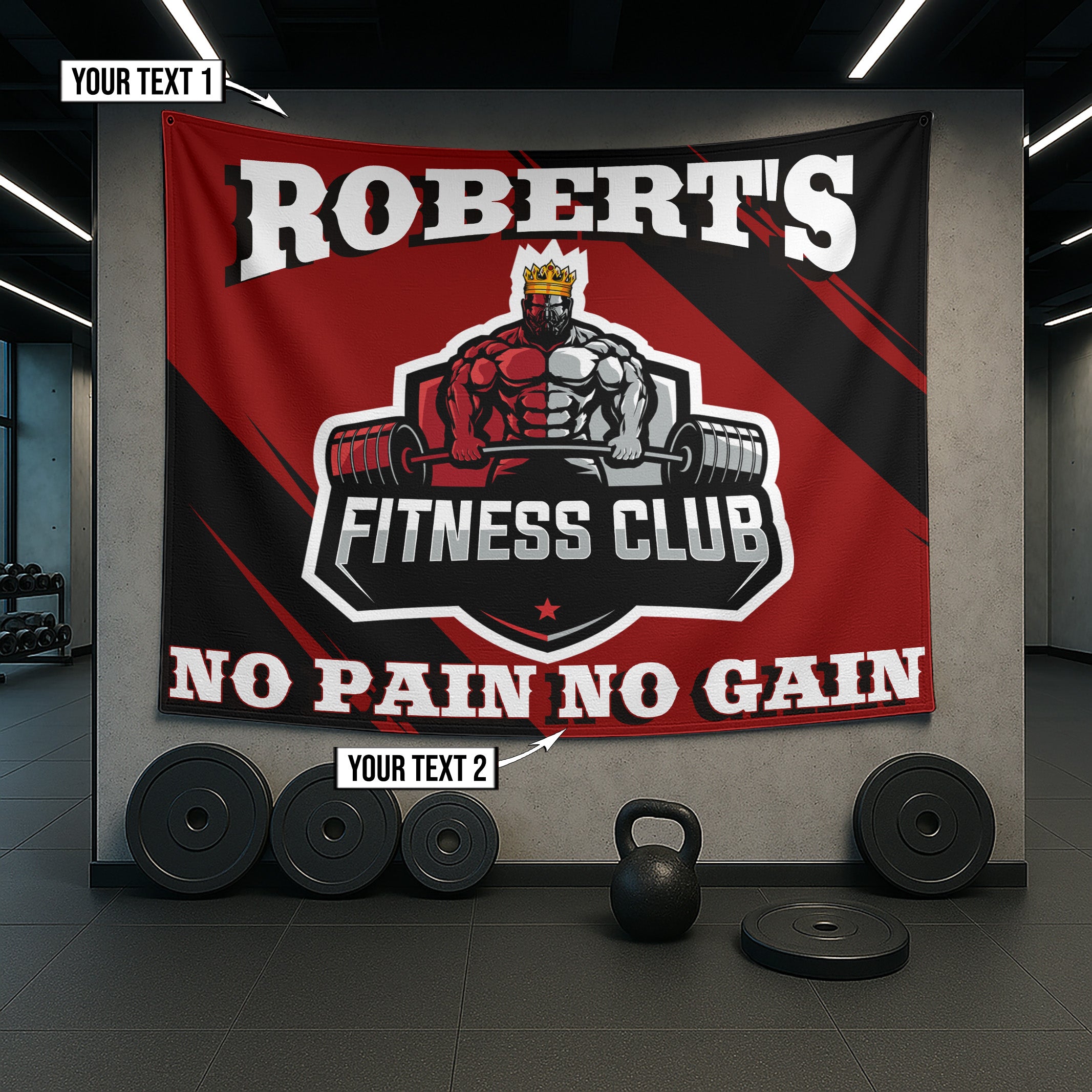 Fitness Club Banner Flag Home Gym Decor Custom Weightlifting Wall Art 09508
