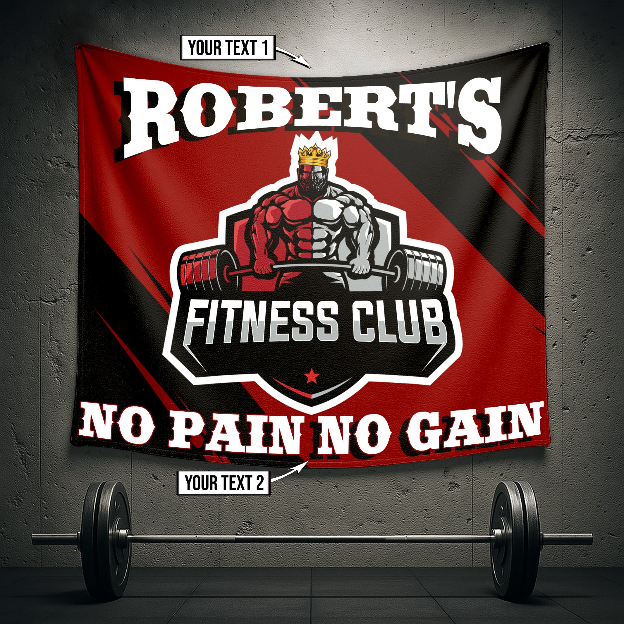 Fitness Club Banner Flag Home Gym Decor Custom Weightlifting Wall Art 09508