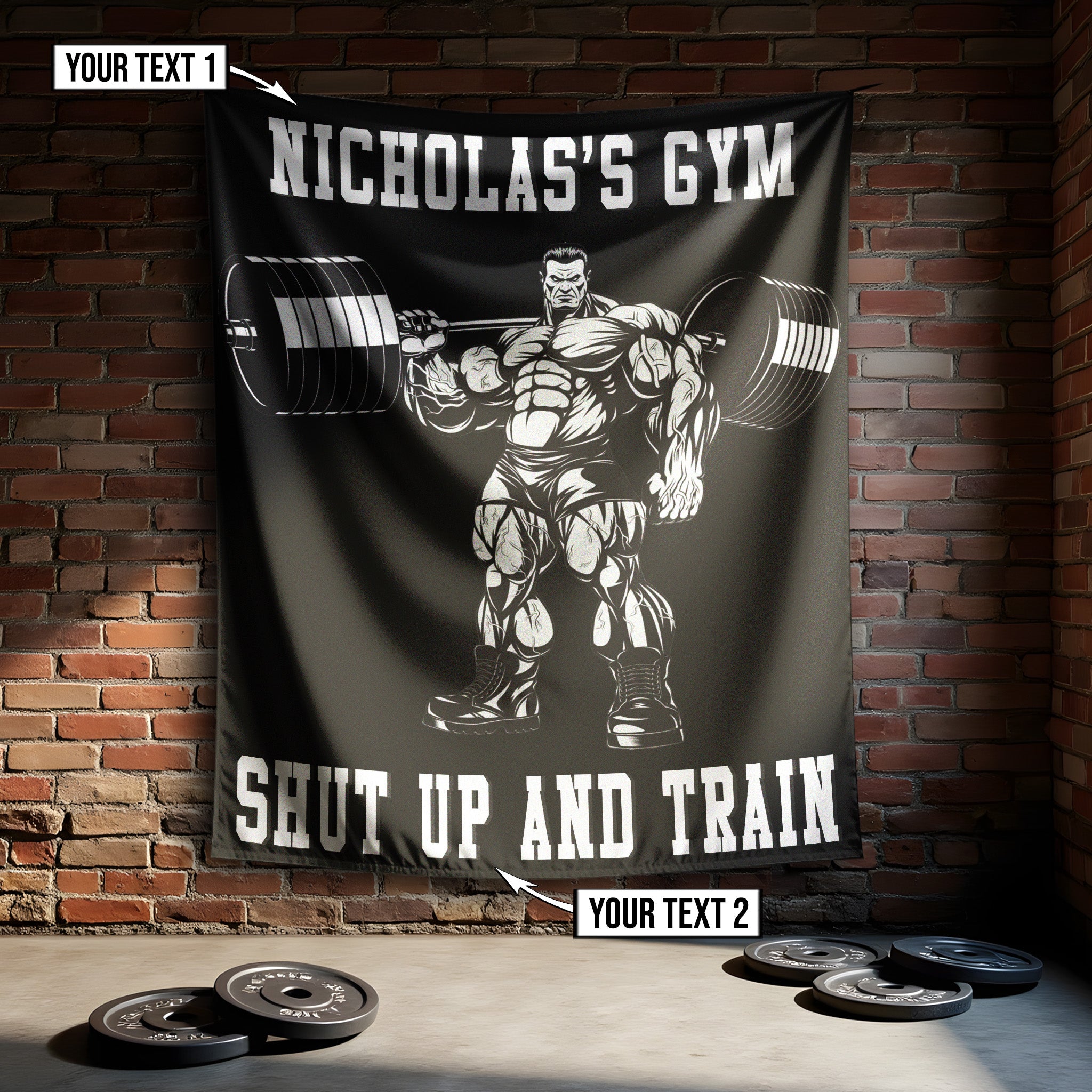 Personalized Muscle Man Weightlifting Flags 09848