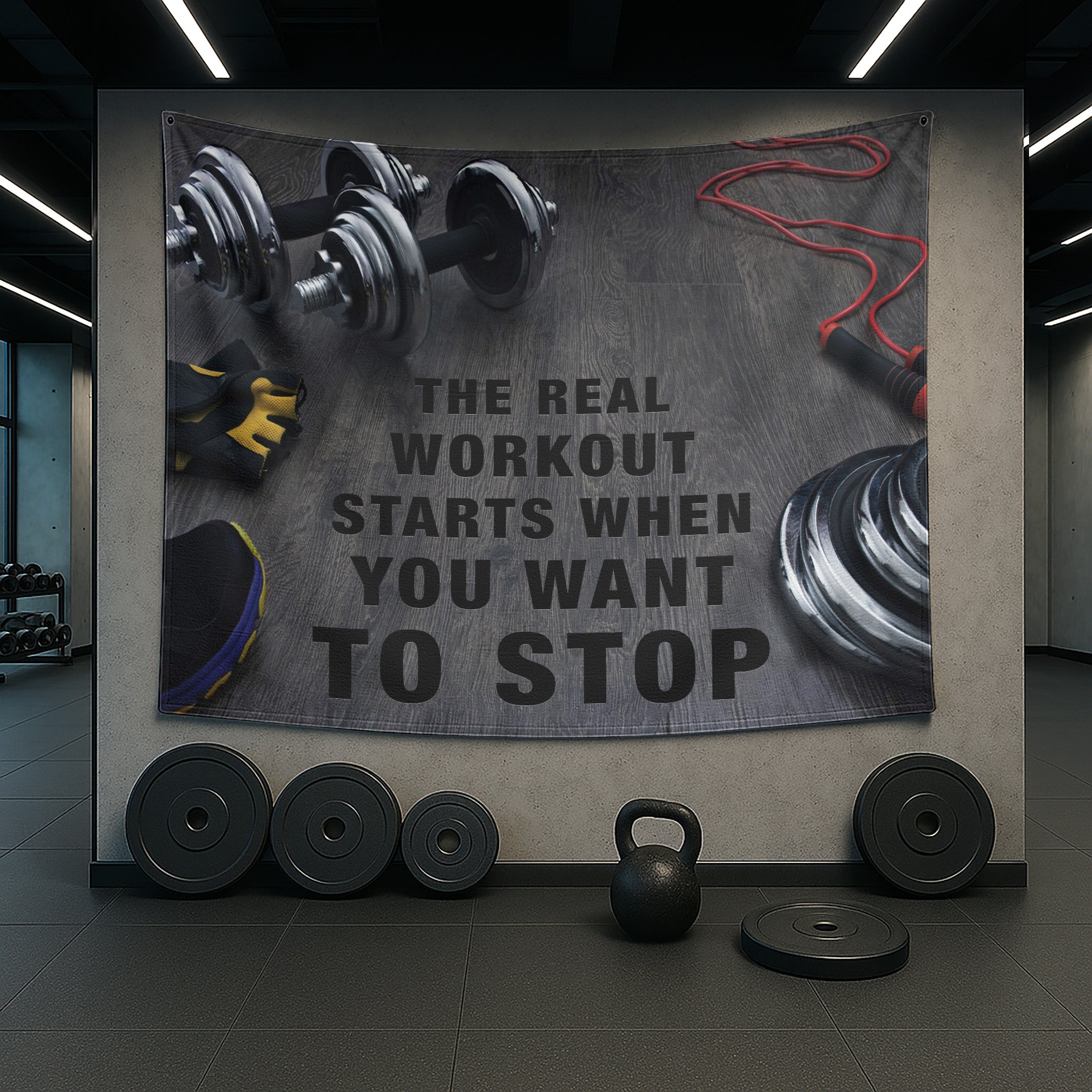 Motivational Workout Banner Home Gym Decor 10002
