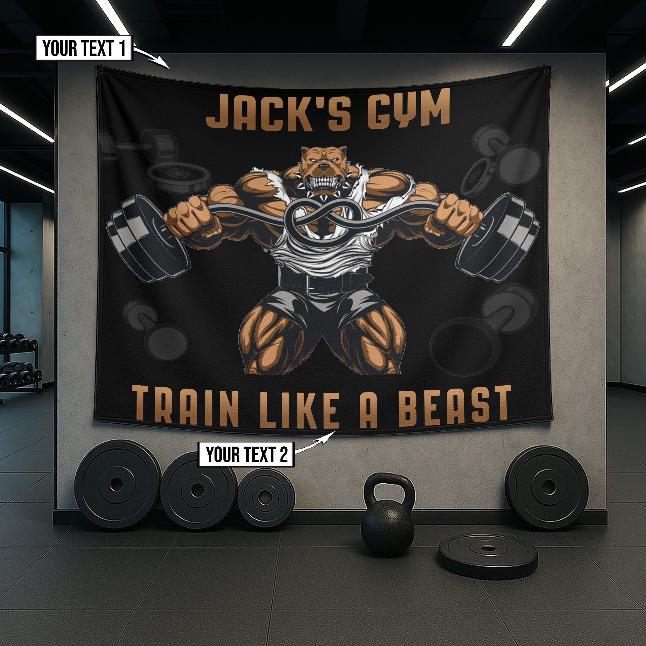 Bulldog Train Like A Beast Custom Gym Banner 10127