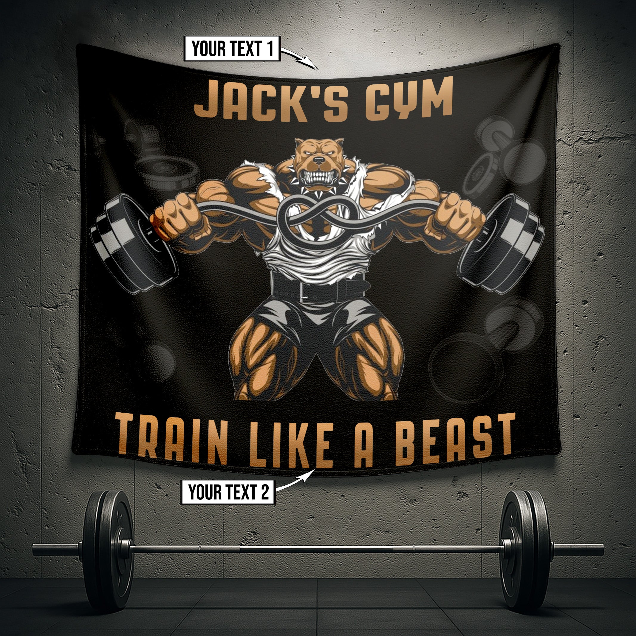 Bulldog Train Like A Beast Custom Gym Banner 10127