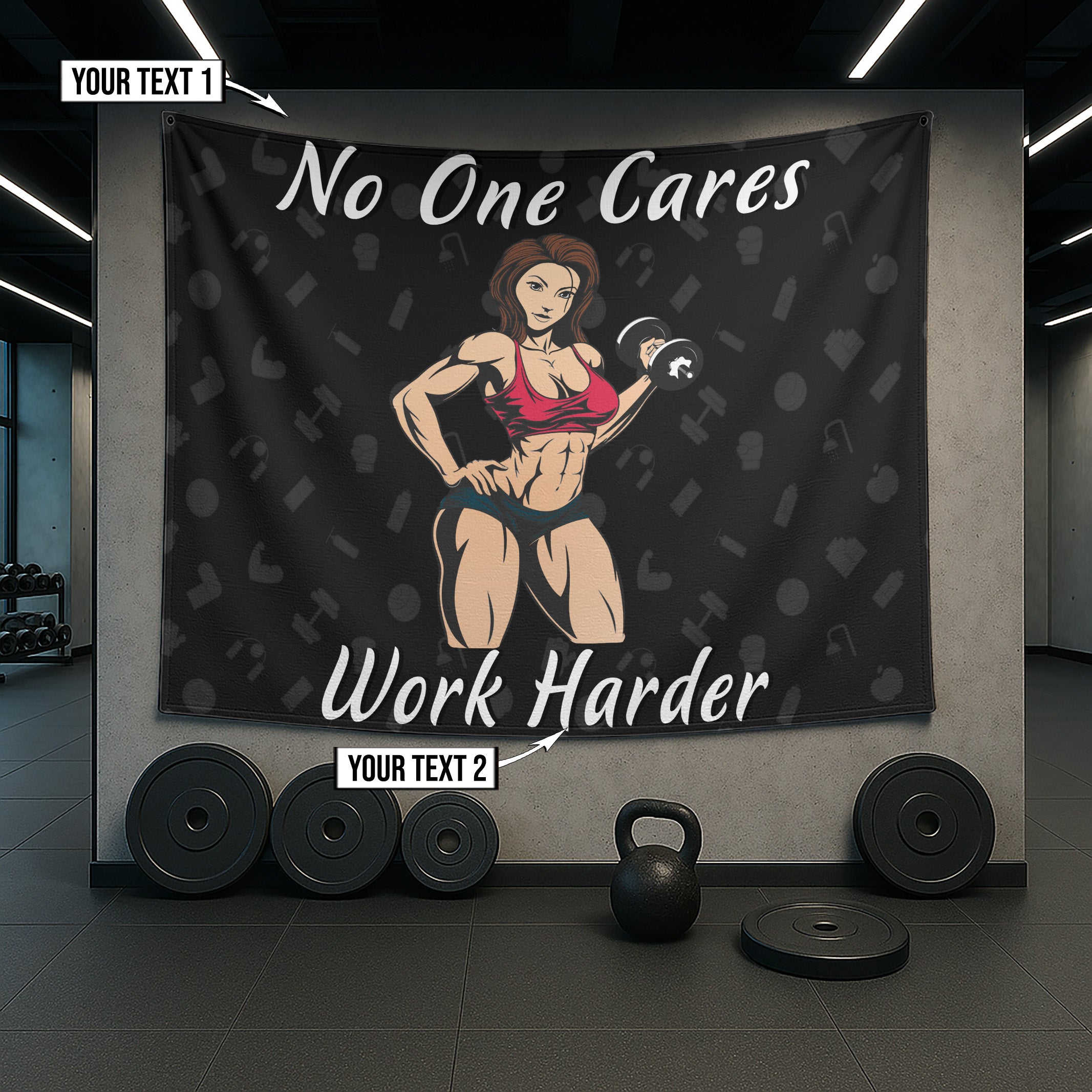 Personalized Bodybuilding Women Banner Flag Tapestry Home Gym Decor Gym Gift 10144