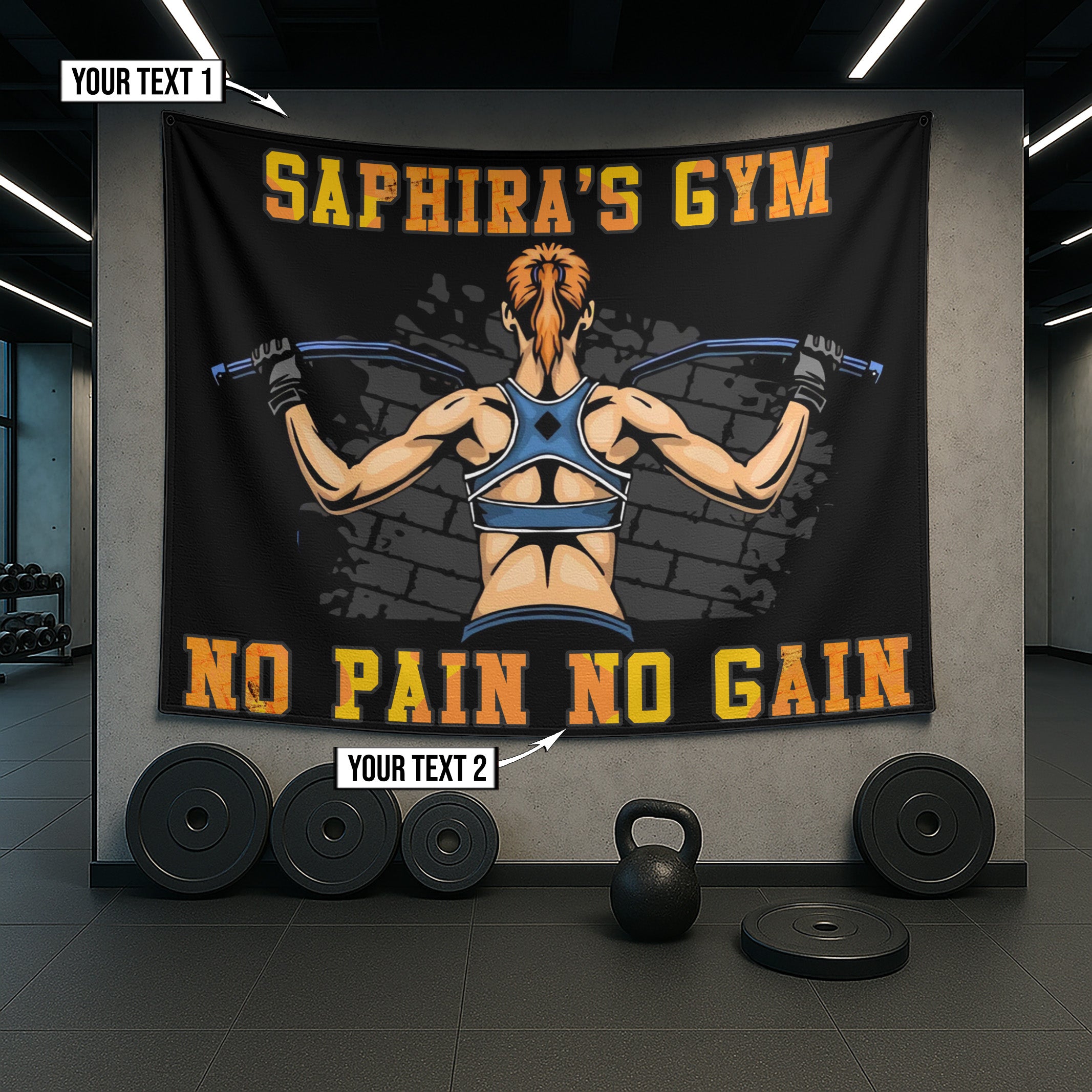 Personalized Gym Flag for Home and Garage Gyms | Vibrant Workout Flags 10151