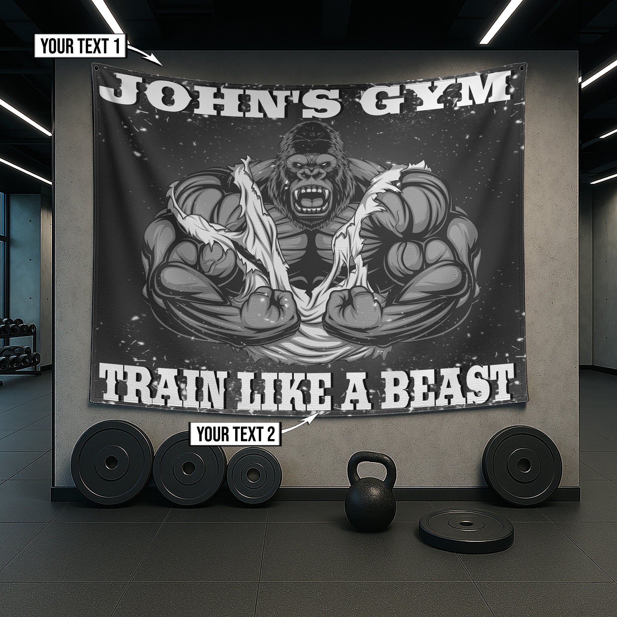 Muscle Gorilla Gym Flag for Home and Garage Gym - Customized Workout Flags 10286