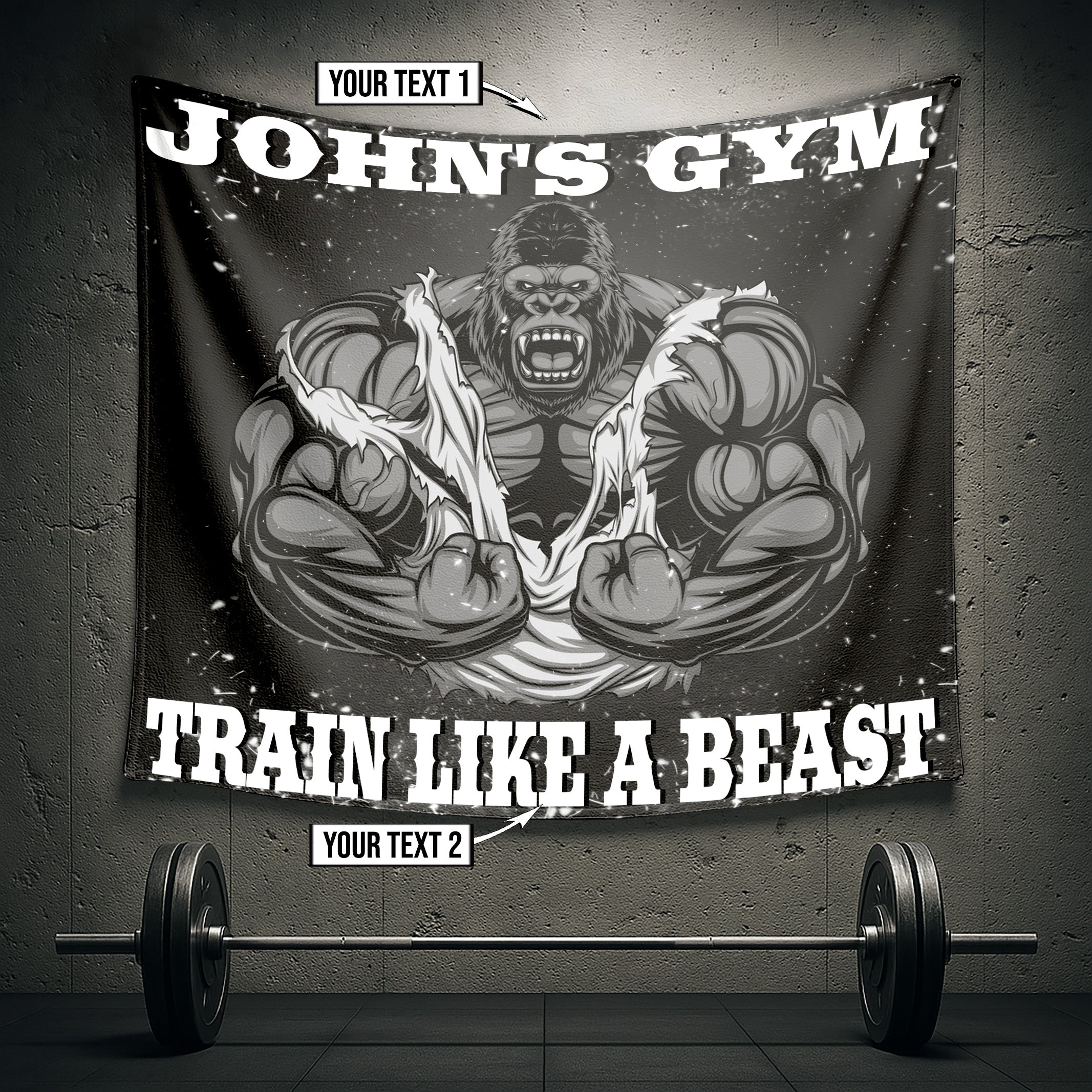 Muscle Gorilla Gym Flag for Home and Garage Gym - Customized Workout Flags 10286