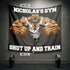 Personalized Home Gym Decor Muscle Strong Pitbull Banner Flag 10380