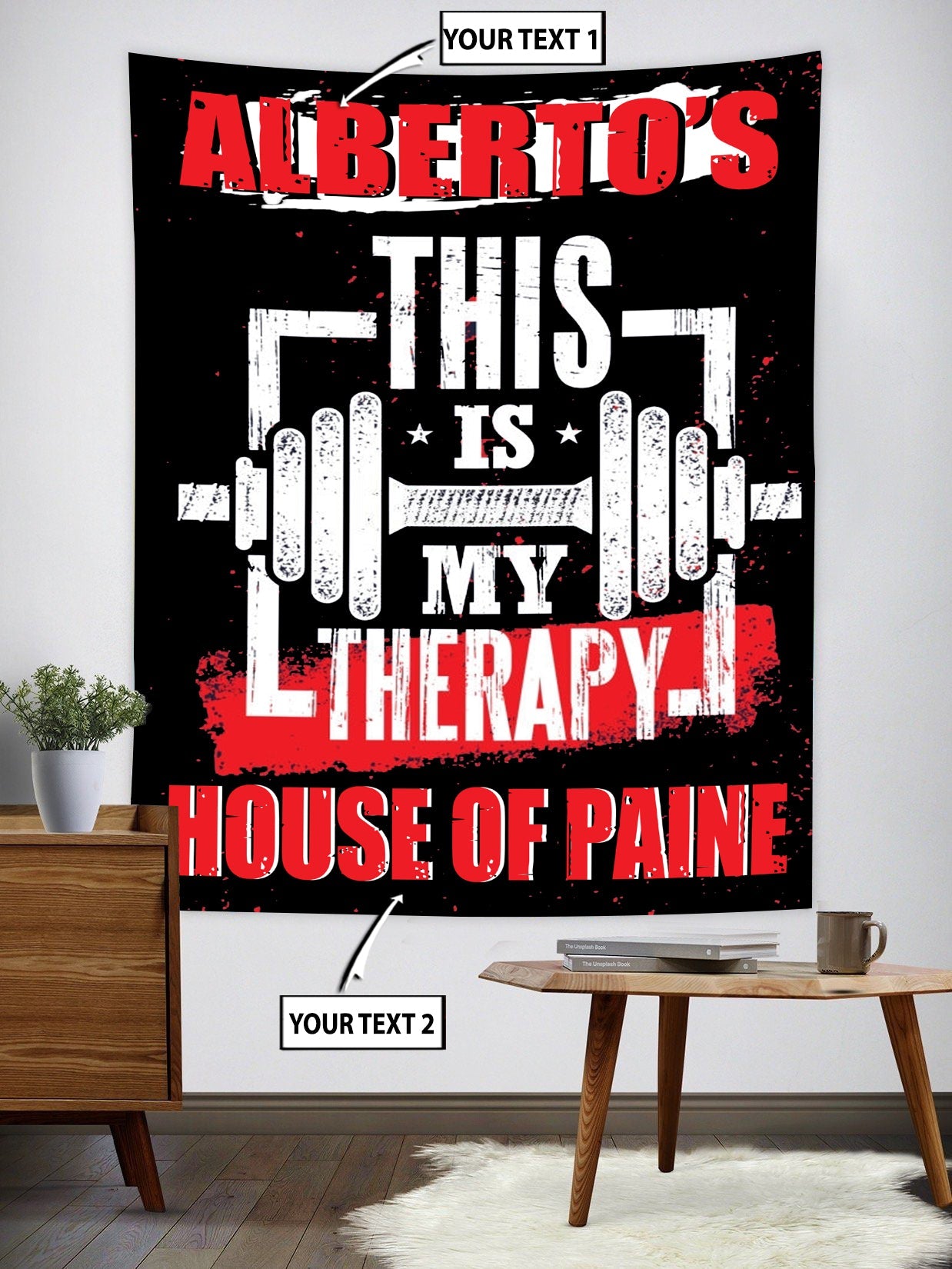 Personalized Home Gym Decor My Therapy Banner Flag Tapestry 10409