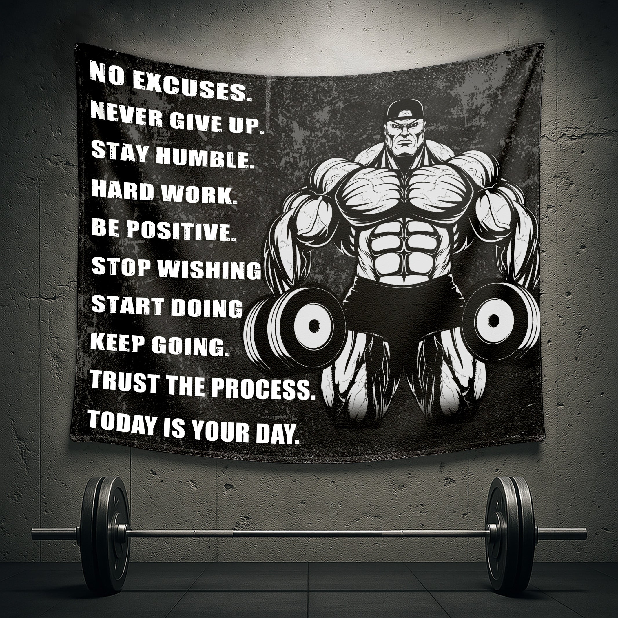 Gym Rules Flag Motivational Quotes for Bodybuilder 10524