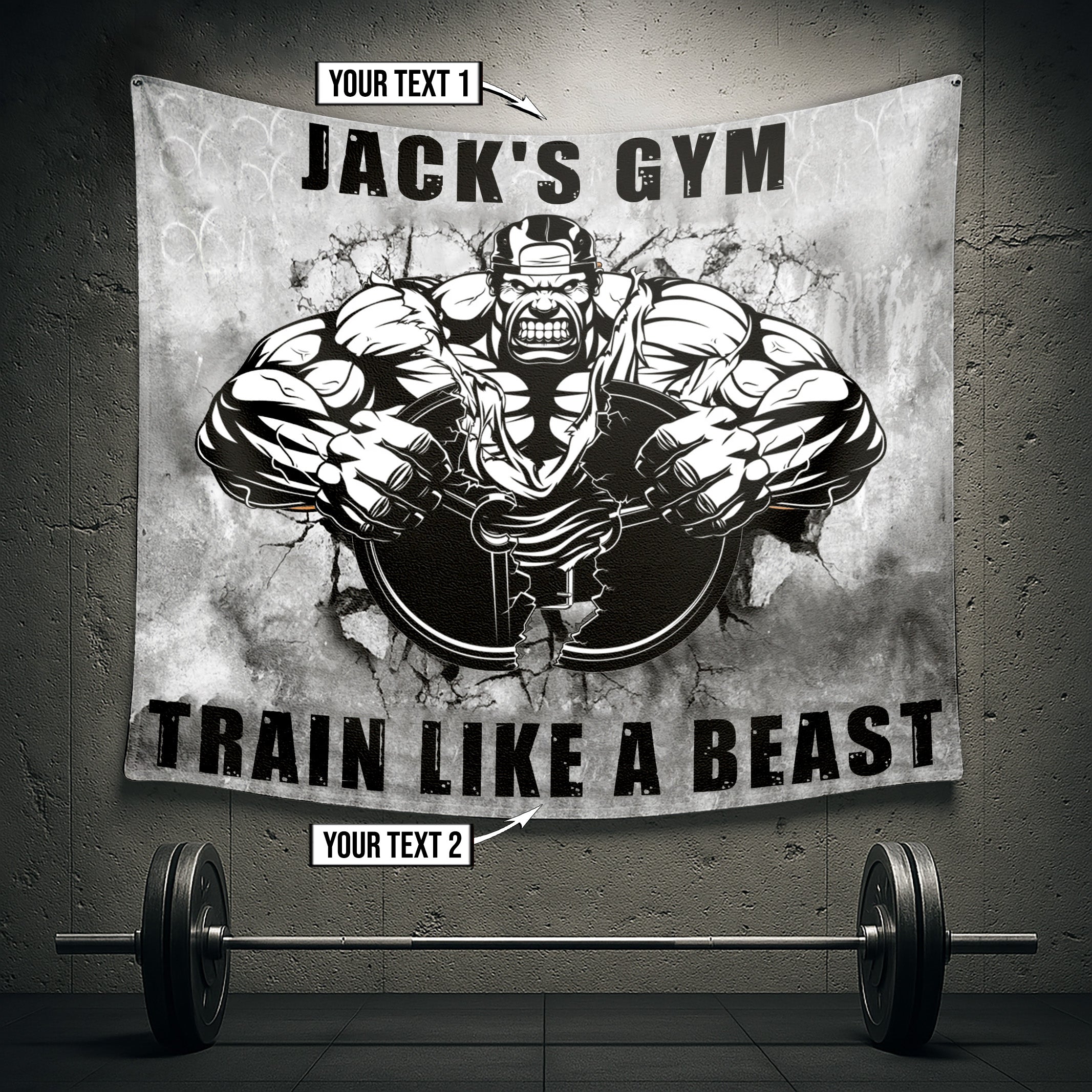 Personalized Bodybuilding Home Gym Decor Muscle Man Banner Flag Tapestry 10551