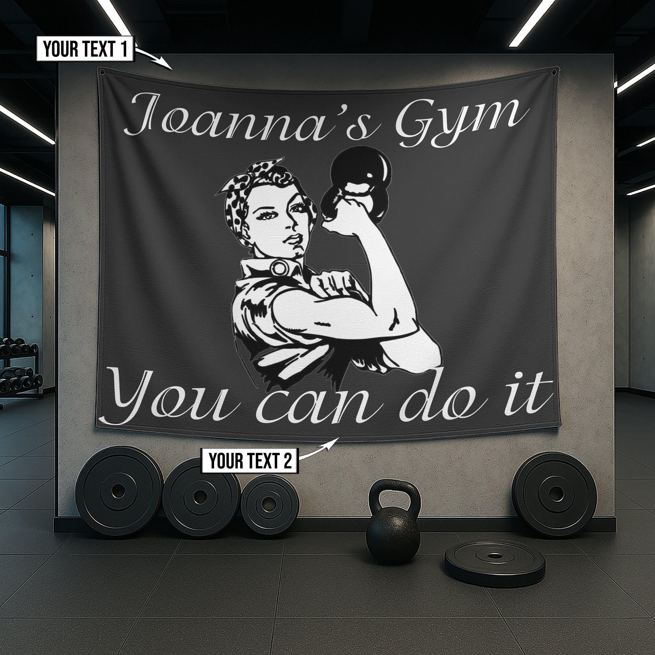 Personalized Fitness Girl Gym Banner Flag 10585
