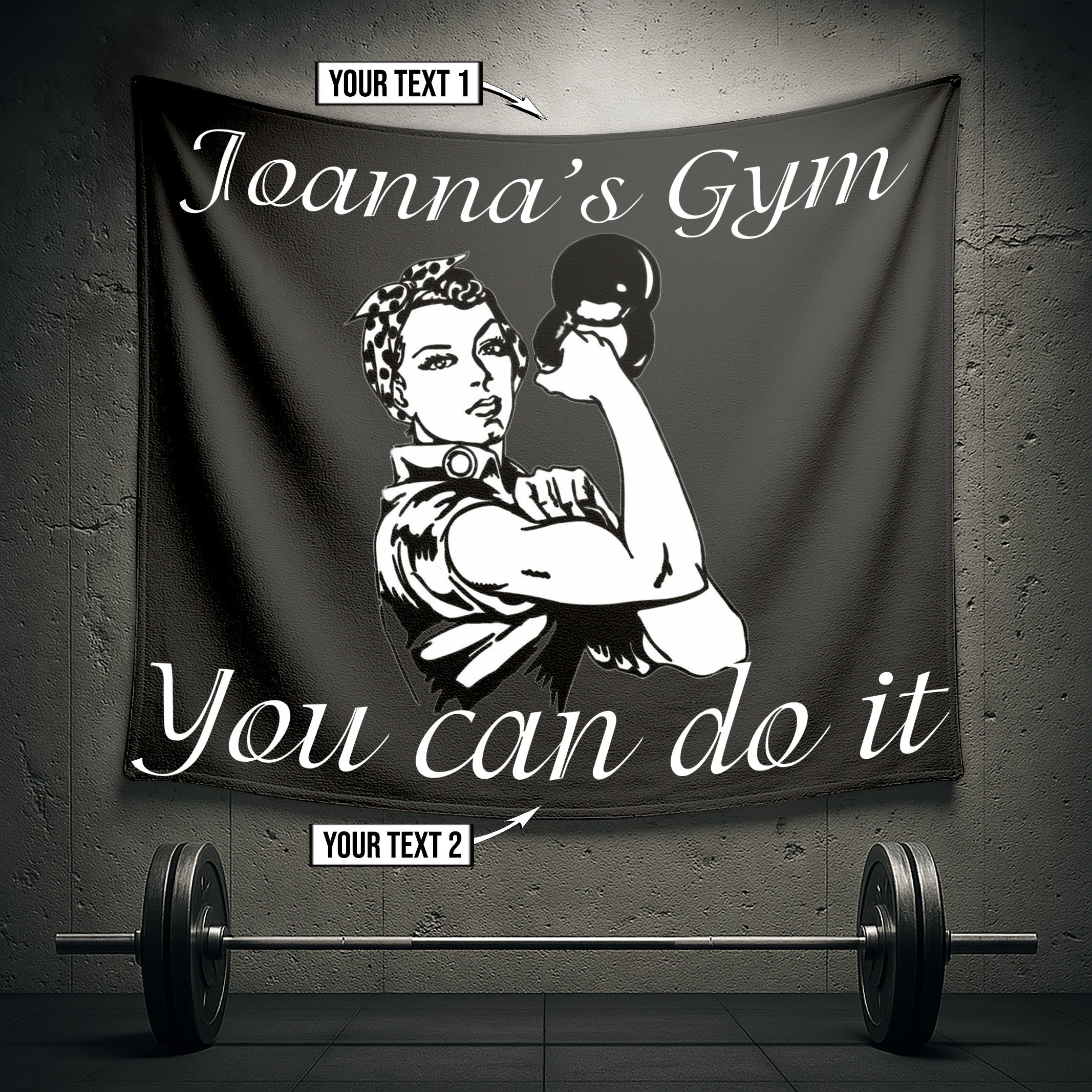 Personalized Fitness Girl Gym Banner Flag 10585