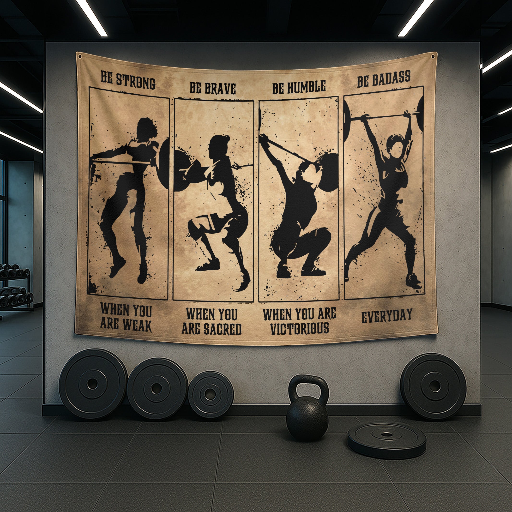 Motivational Quotes Fitness Girl Banner Flag For Home Gym Decor 10604