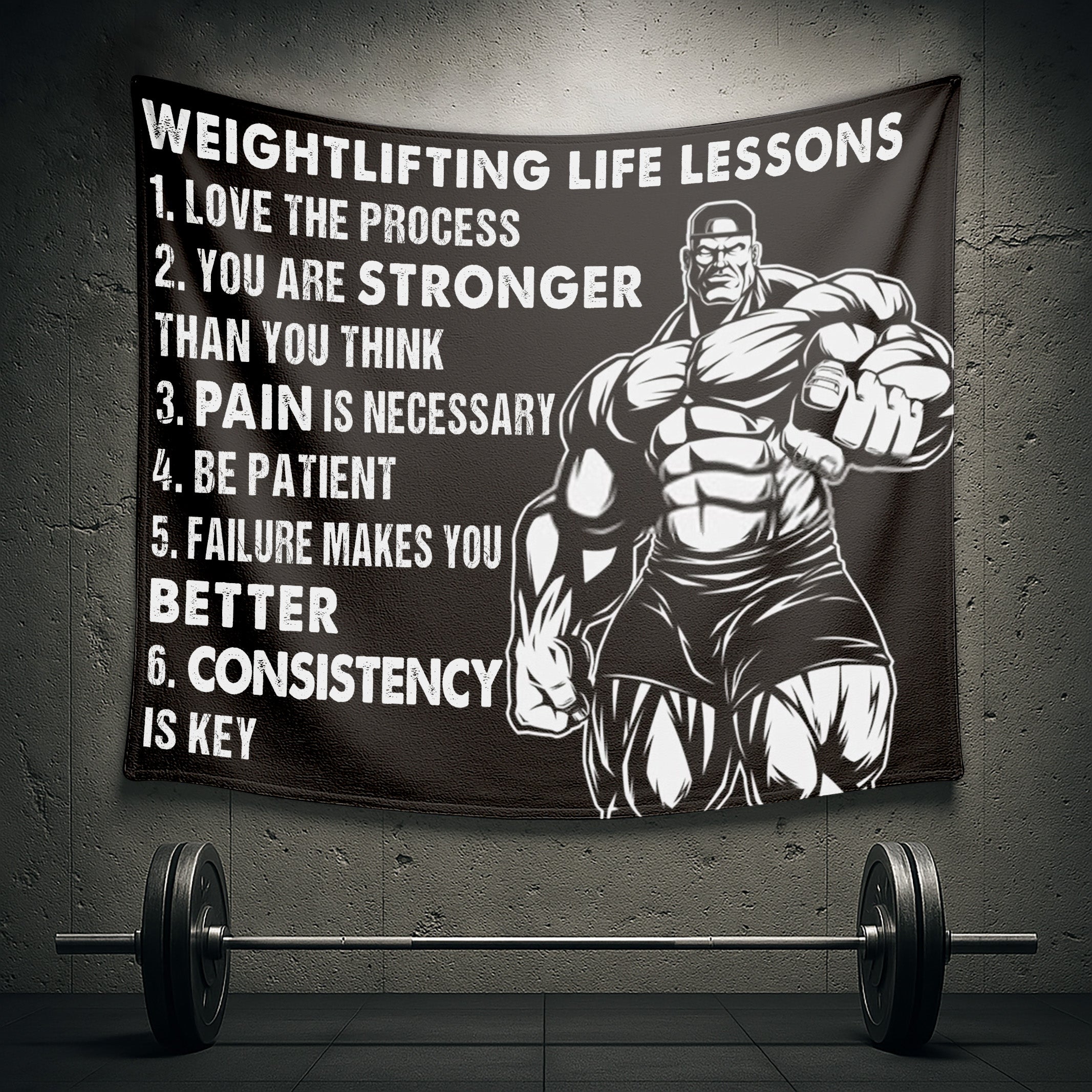 Weightlifting Life Lessons Banner For Home Gym Decor 10627