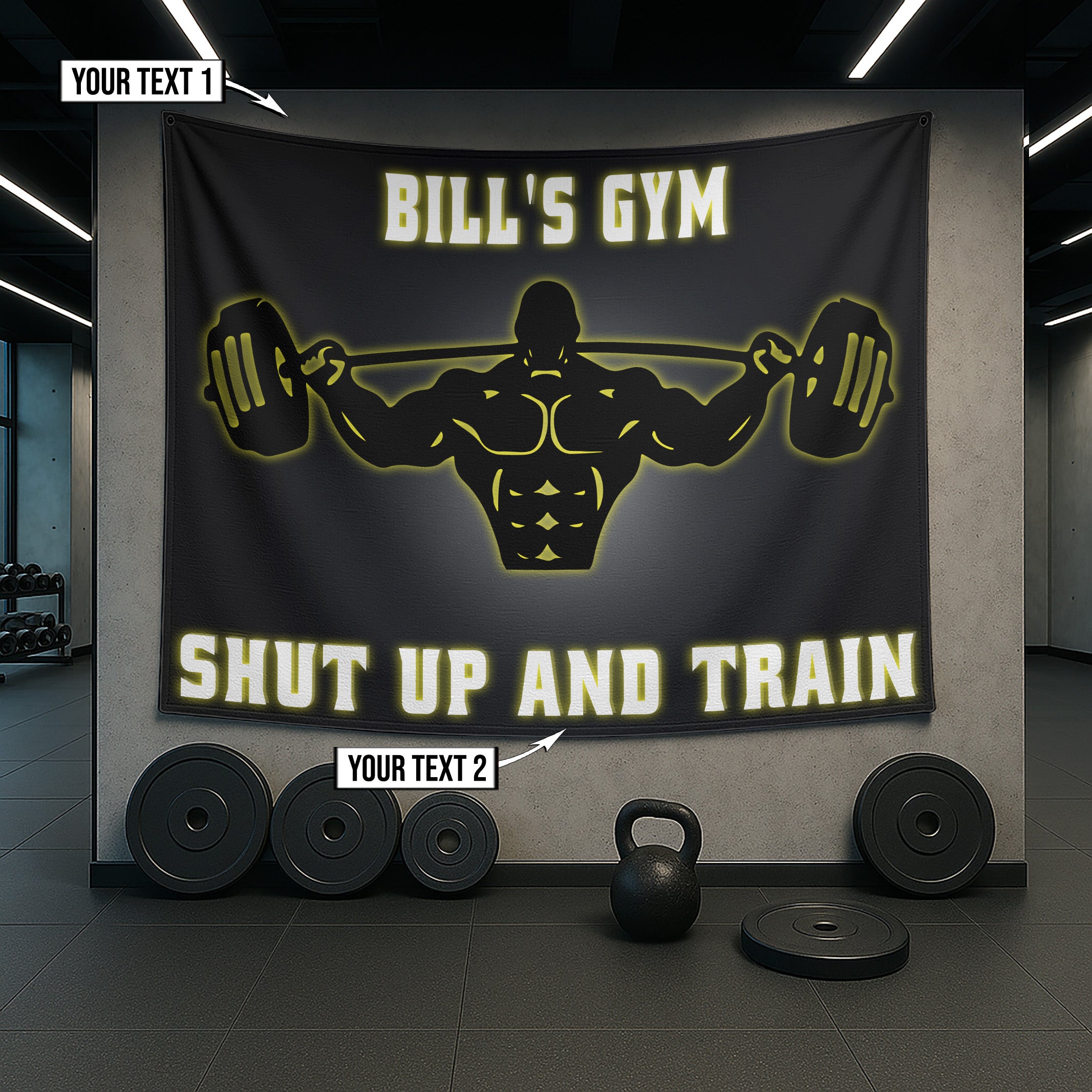 Personalized Gym Banner Flag Muscle Man 10697