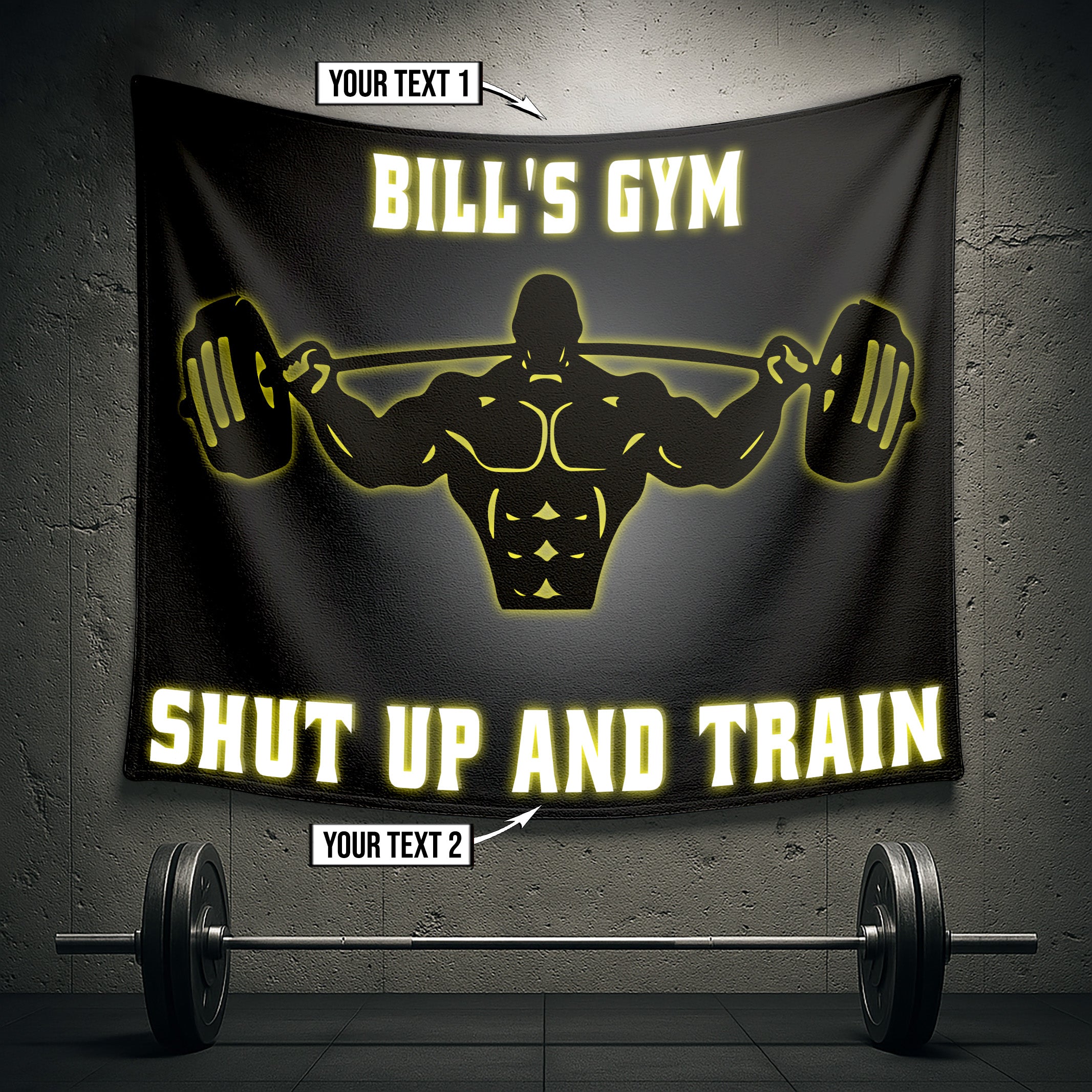 Personalized Gym Banner Flag Muscle Man 10697