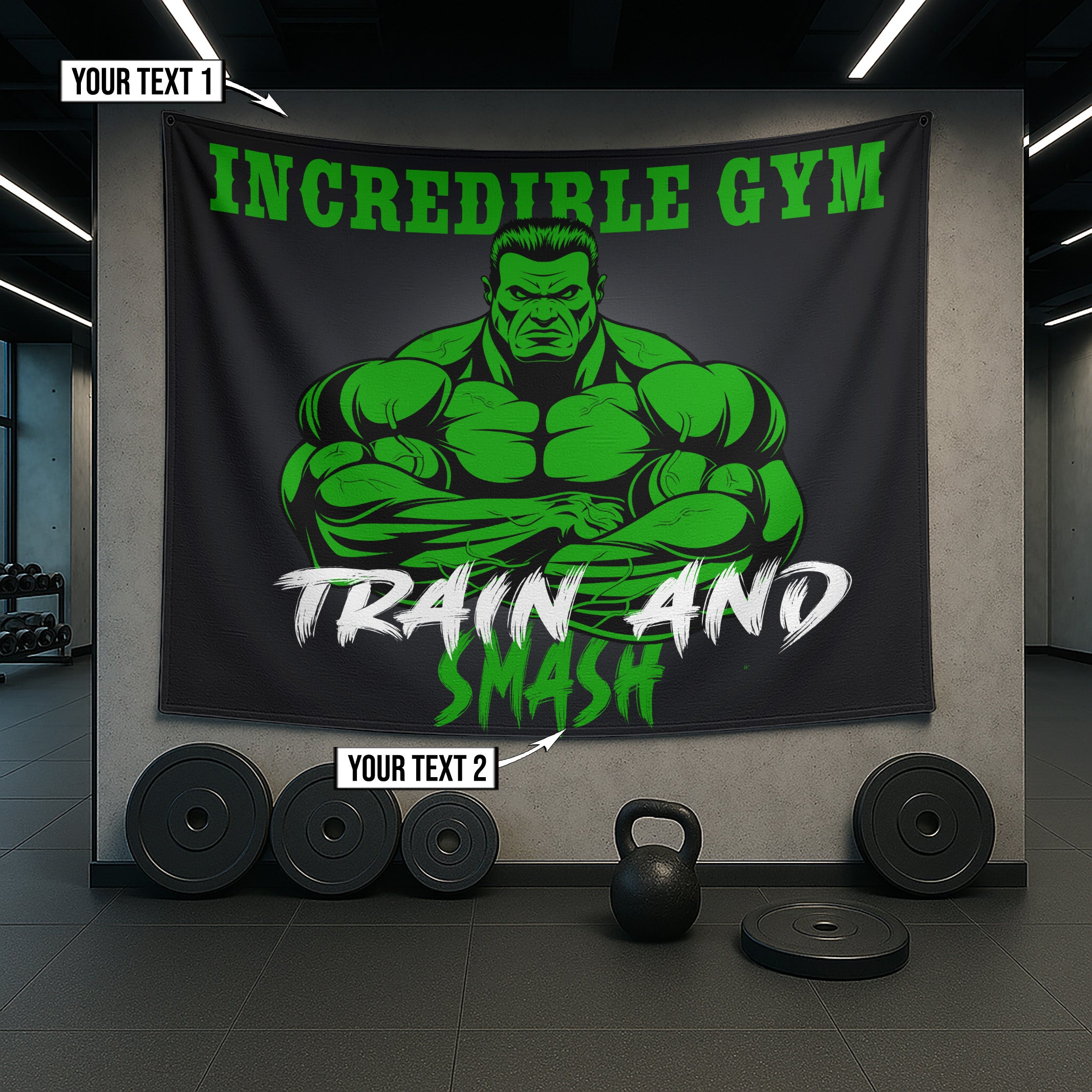 Superhero Inspired Gym Flag: Personalizable Garage and Home Workout Flags 10758
