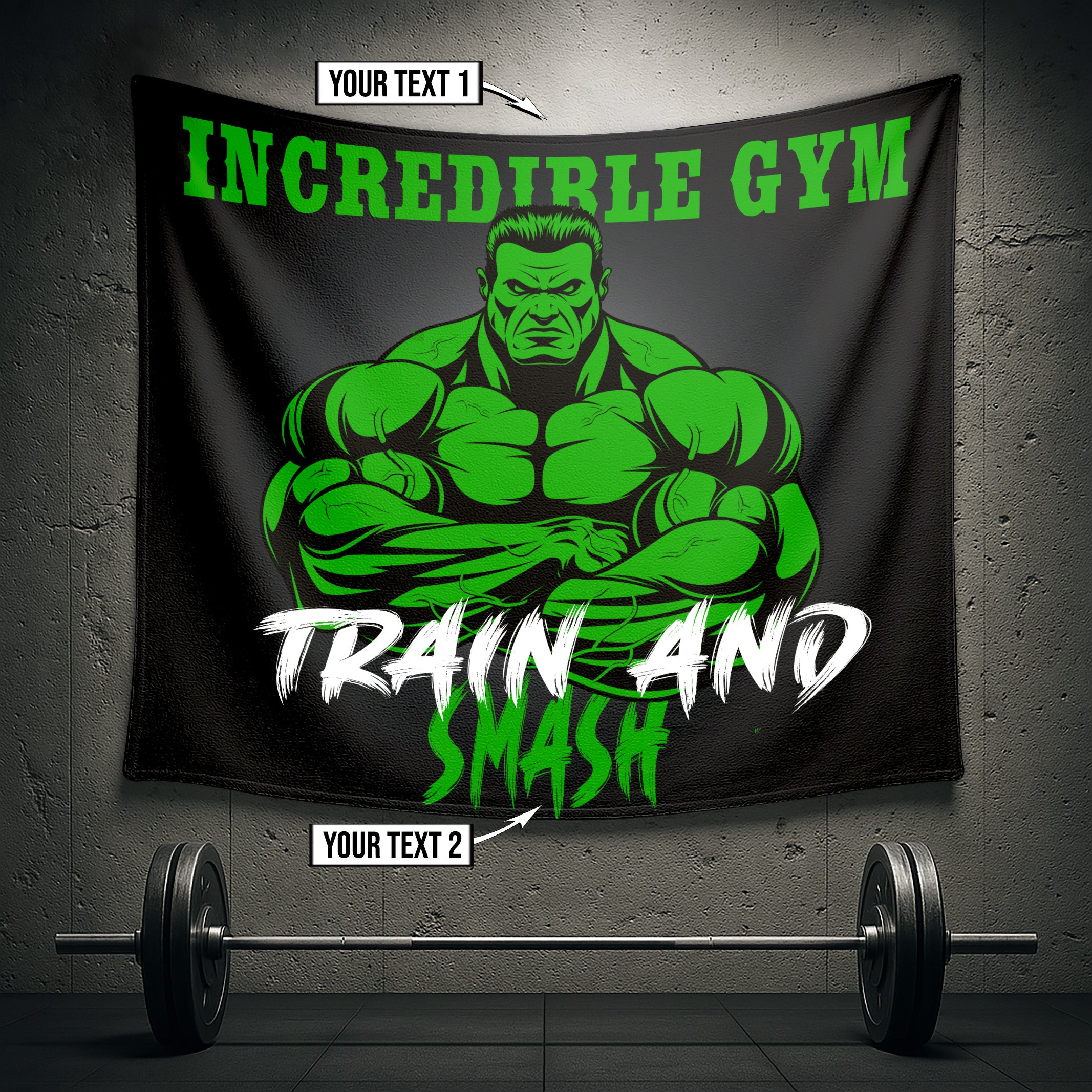Superhero Inspired Gym Flag: Personalizable Garage and Home Workout Flags 10758
