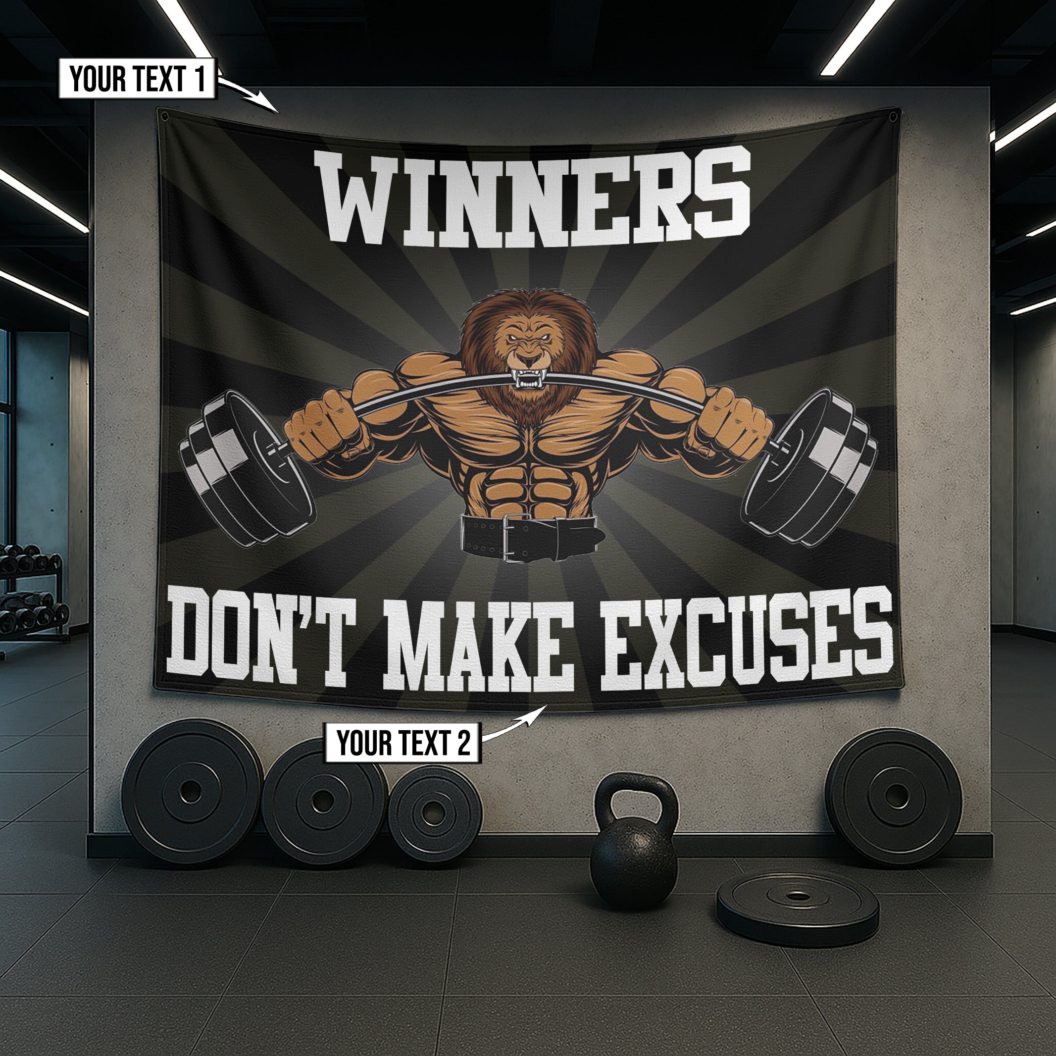 Home Gym Decor Wall Art Banner Flag Tapestry Lion 10821
