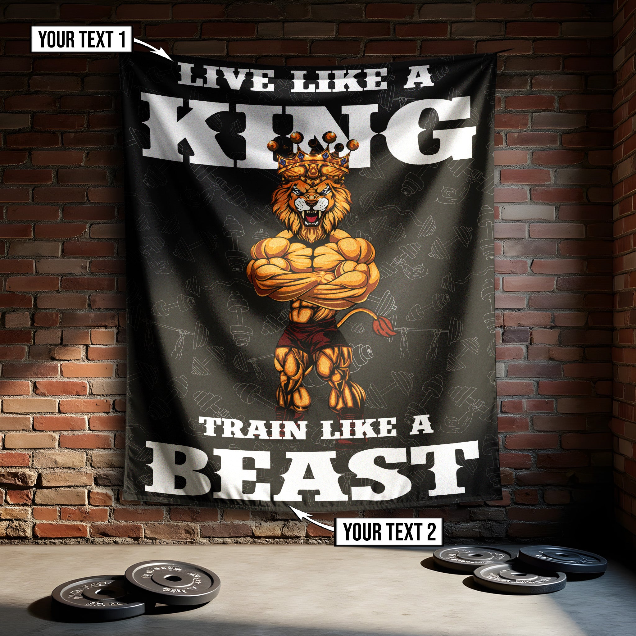 Home Gym Decor Lion King Wall Art Banner Flag Tapestry 10822