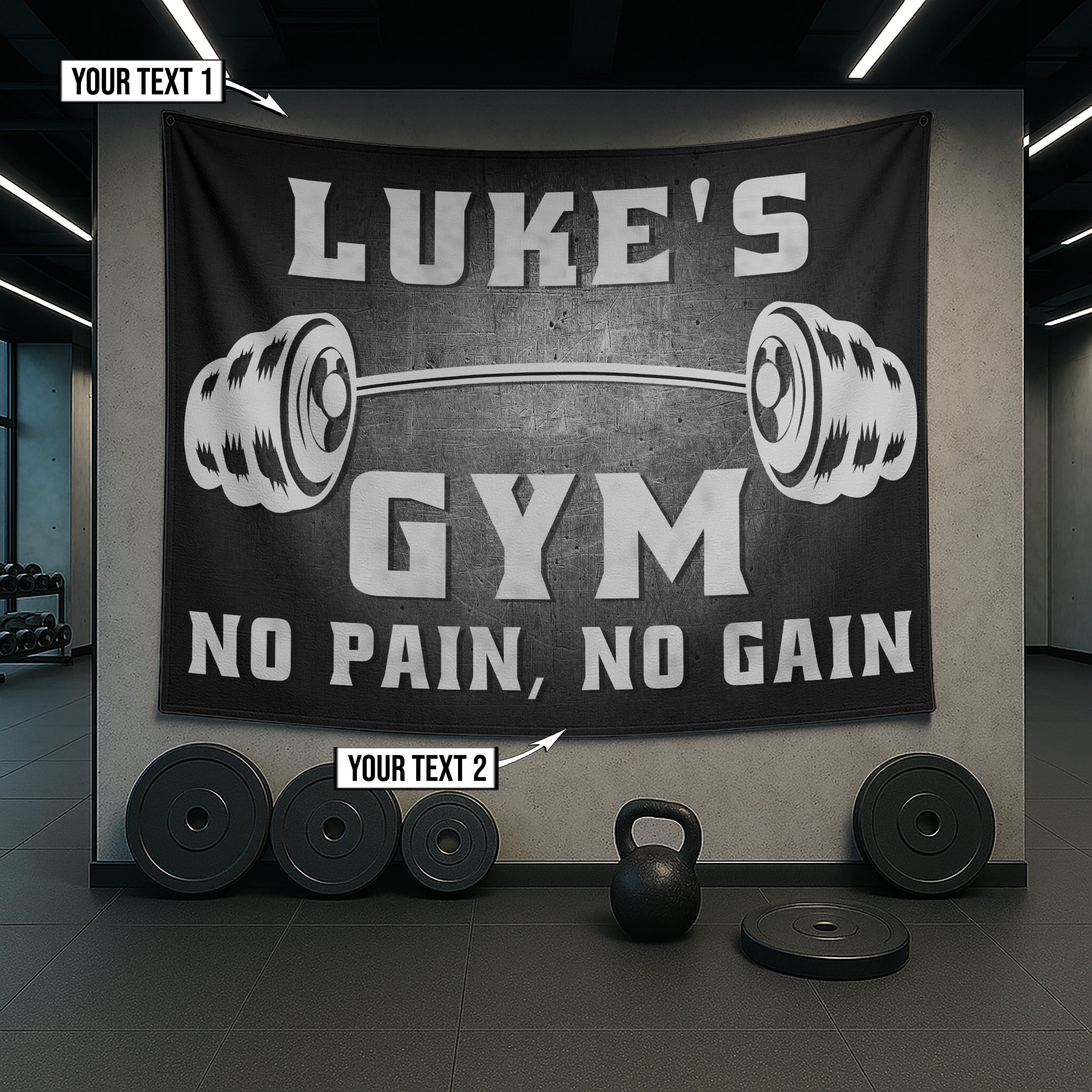 Personalized Gym Banner Tapestry Wall Decor Weightlifting Gift 10973