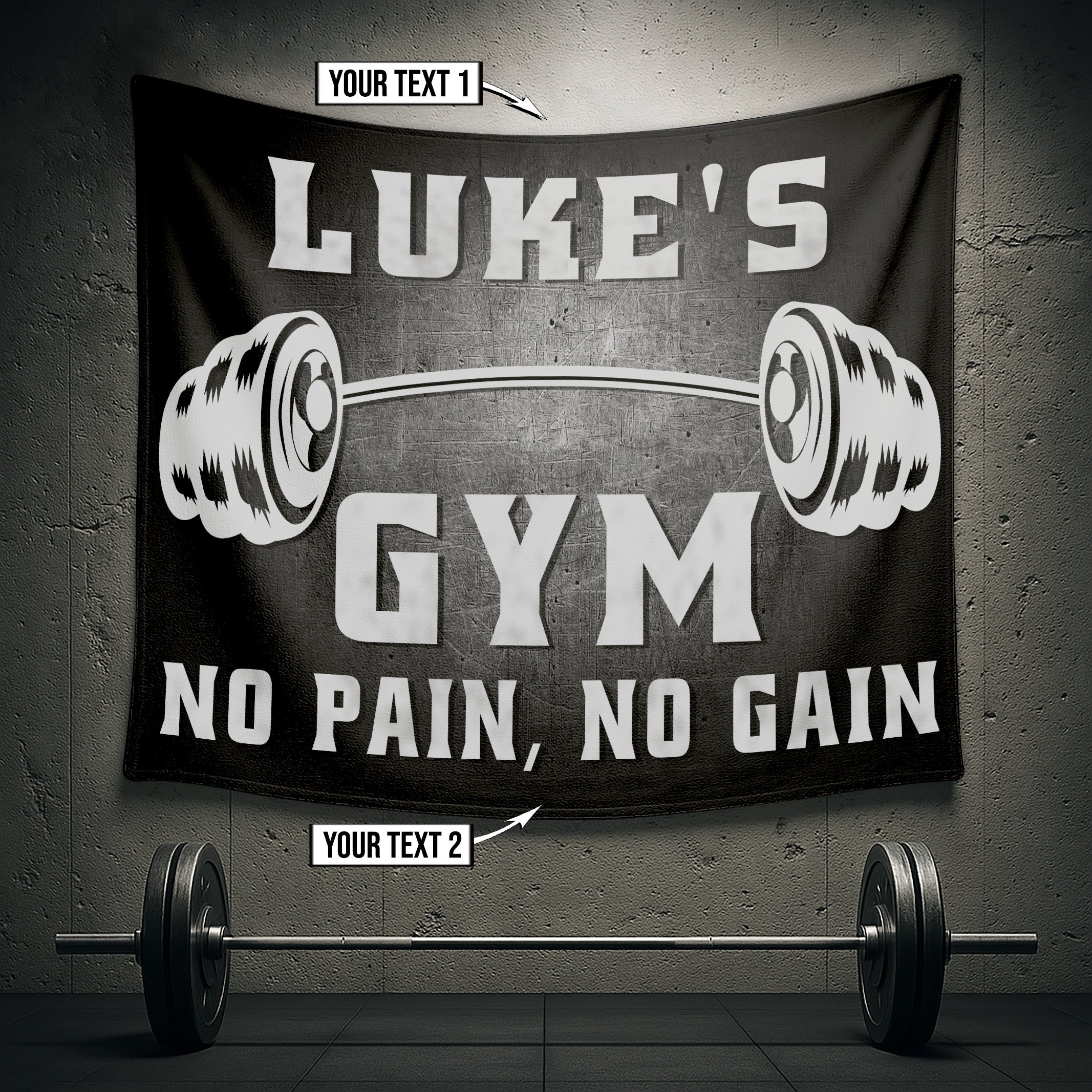 Personalized Gym Banner Tapestry Wall Decor Weightlifting Gift 10973