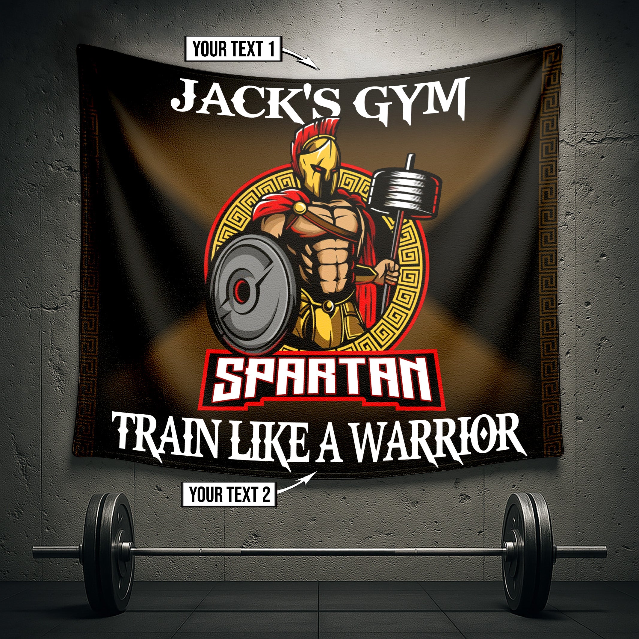 Home Gym Flags Spartan Warrior Gym Decor Customize 11023
