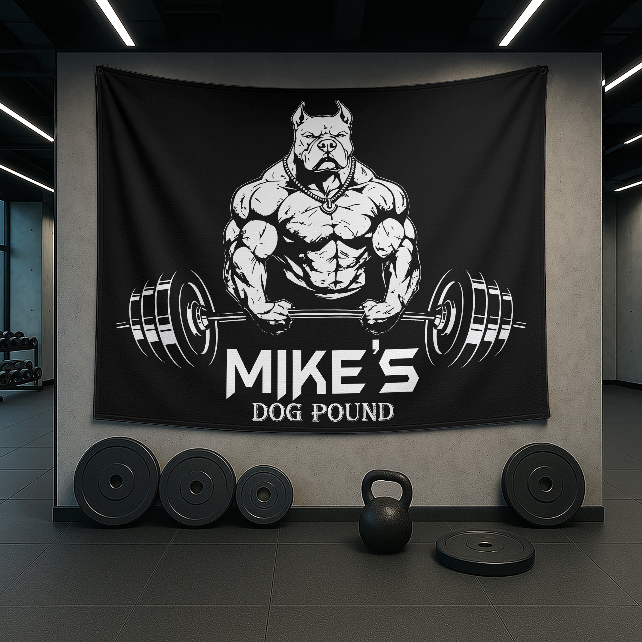 Personalized Home Gym With Pitbull Flags 11186
