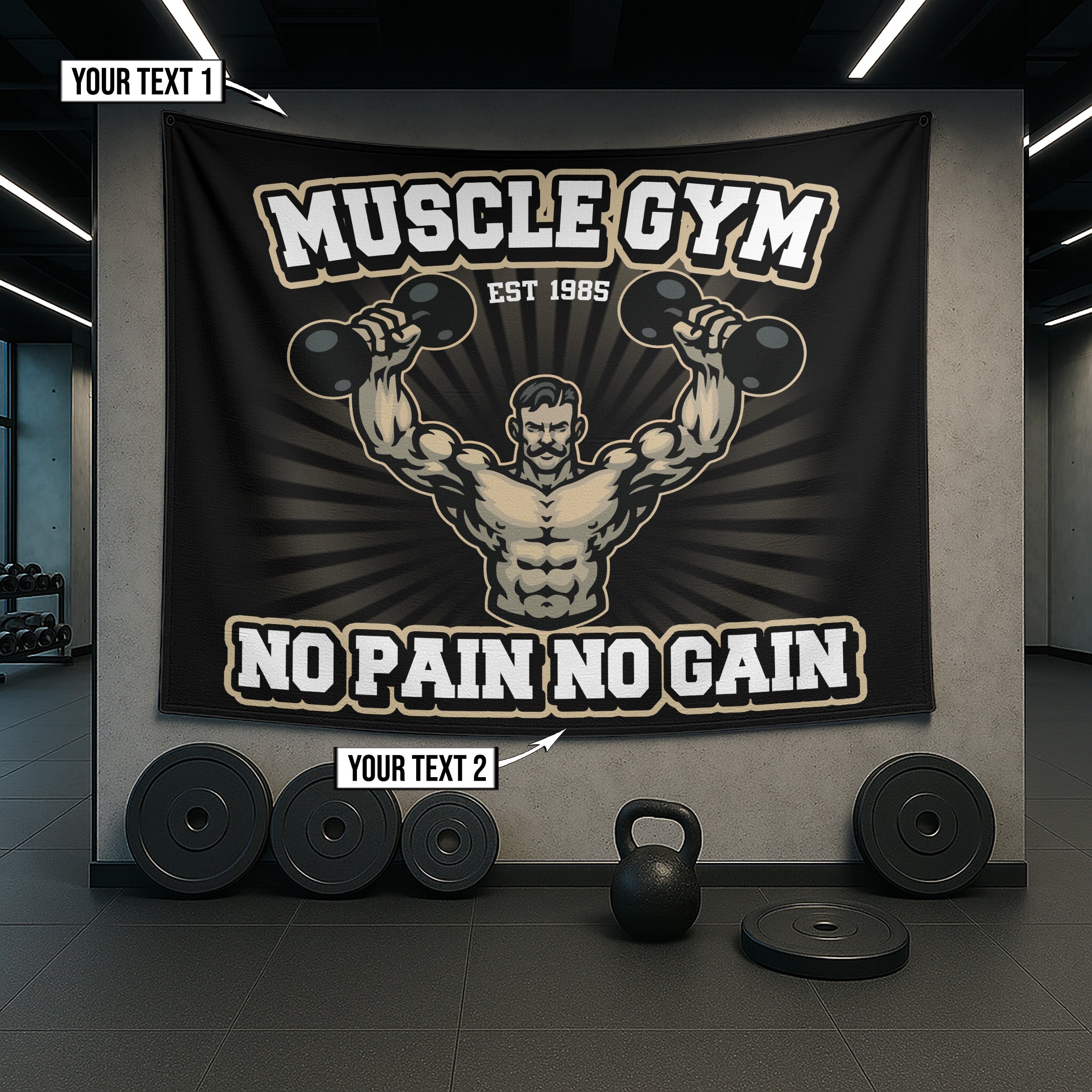 Custom Gym Flags For Muscle Man Cave 11203
