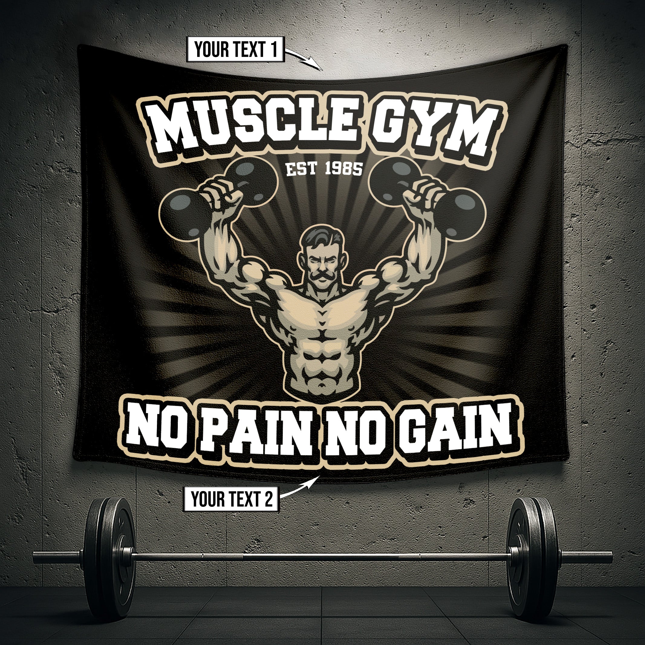 Custom Gym Flags For Muscle Man Cave 11203