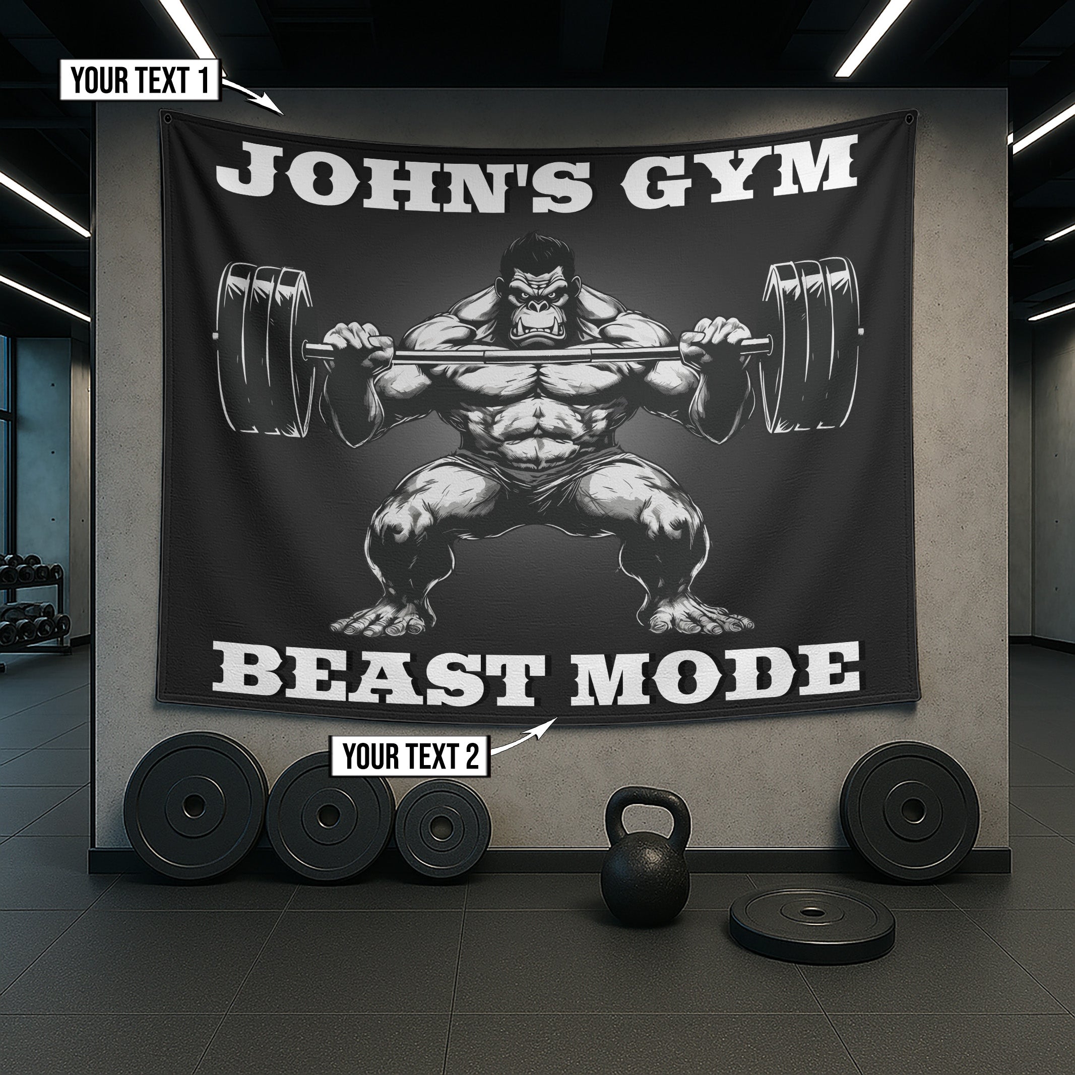 Strong Gorilla with Barbell Gym Flag Train Like a Beast 11293