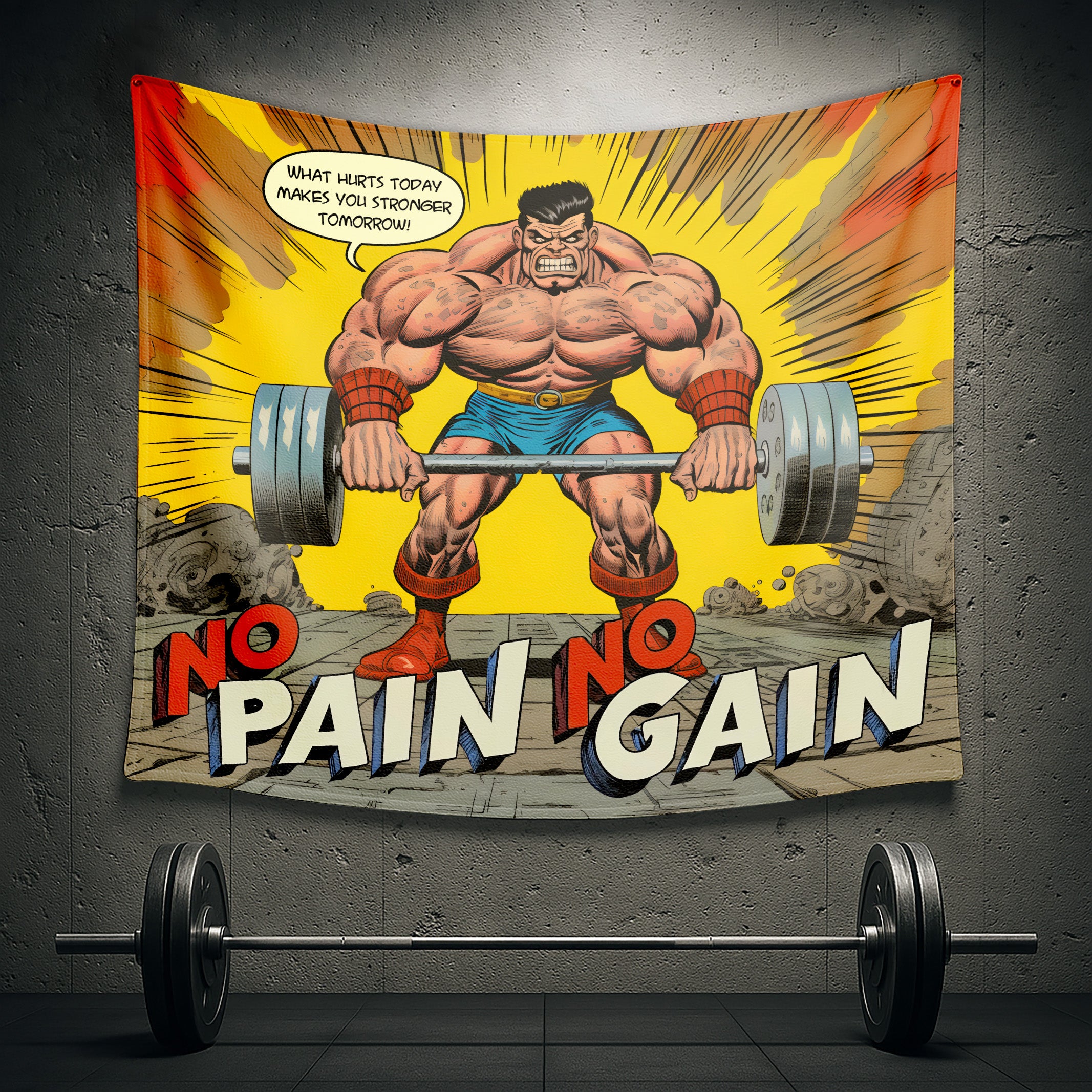 Comic Style Gym Flag No Pain No Gain 11294