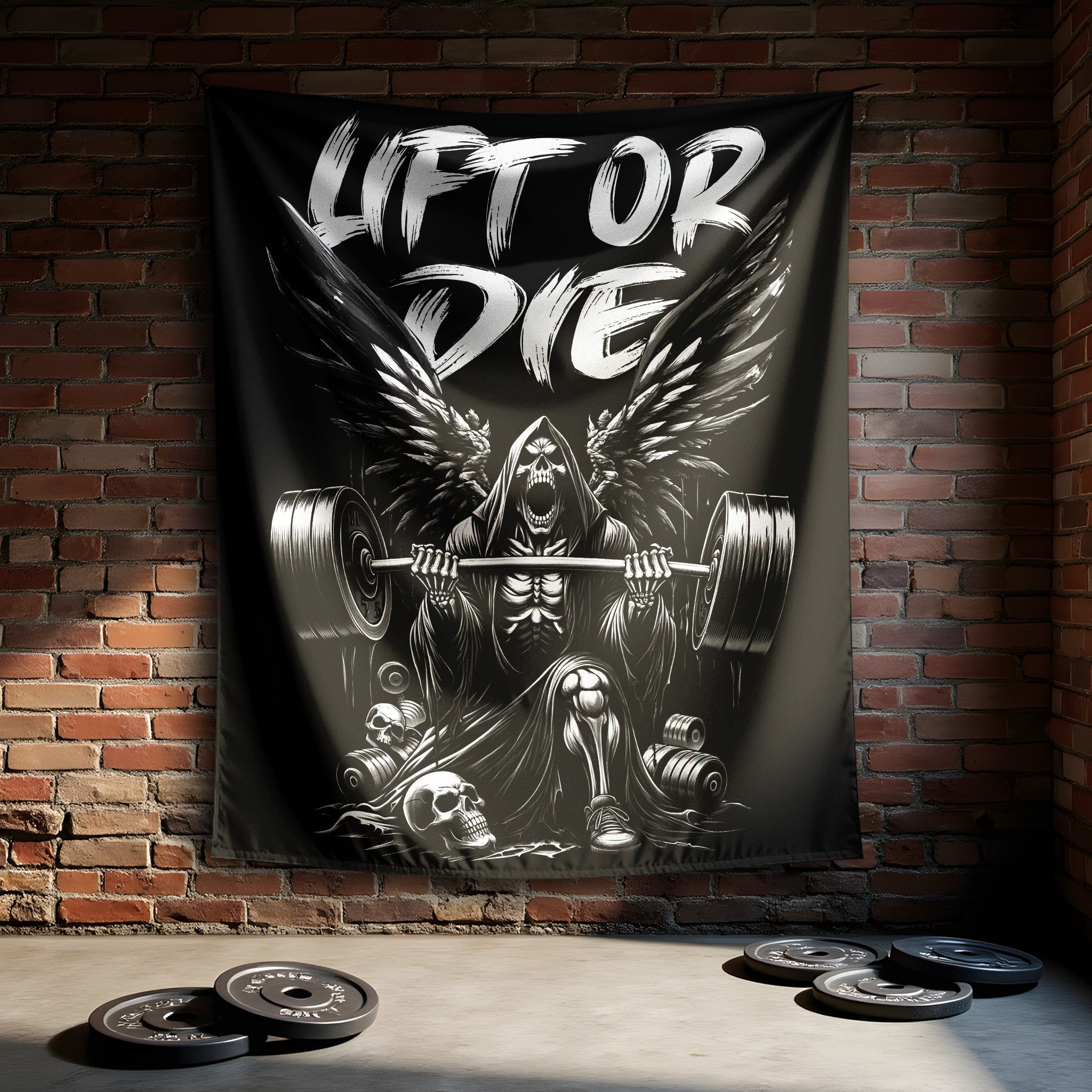 Grim Reaper Lift or Die Custom Gym Flag 11317