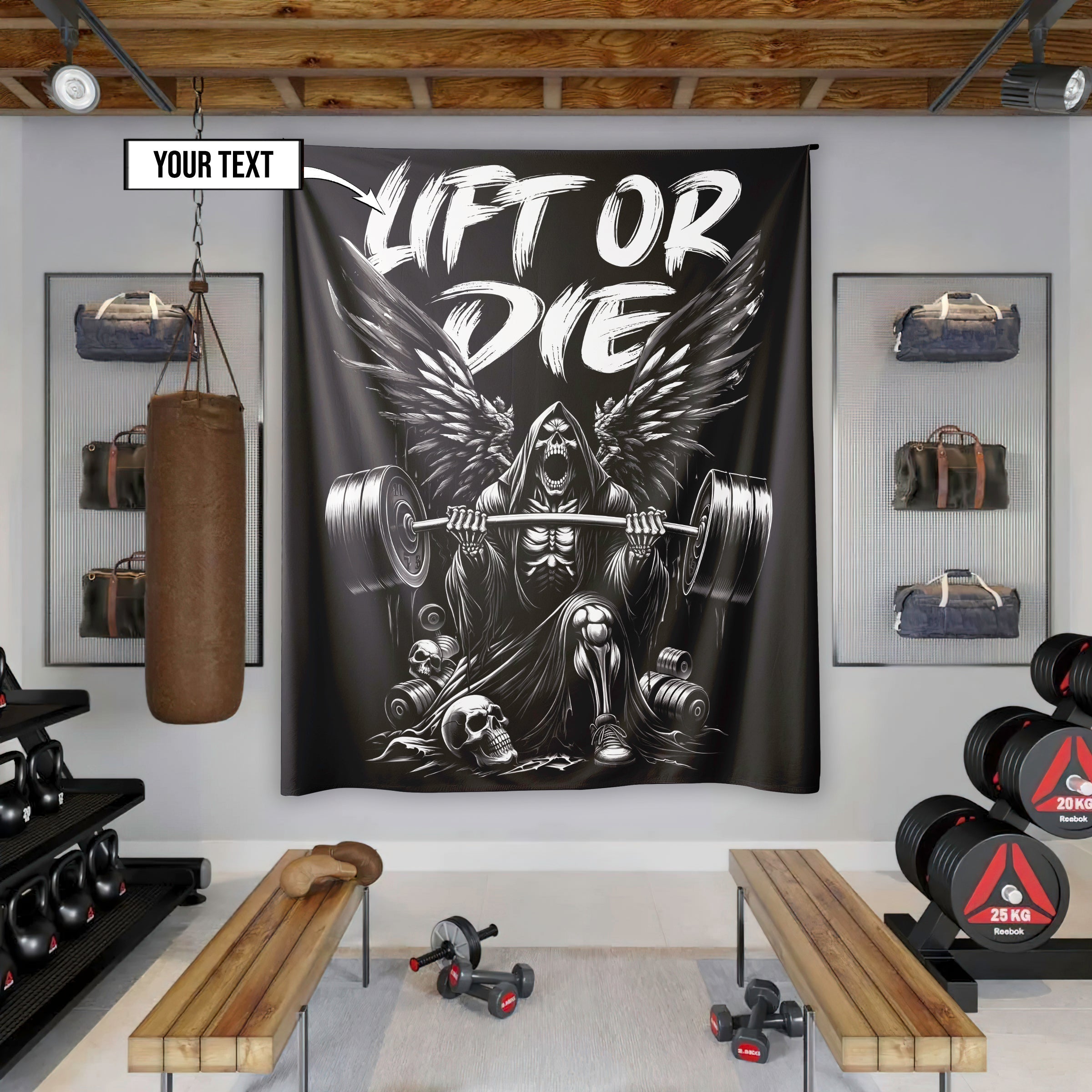 Grim Reaper Lift or Die Custom Gym Flag 11317