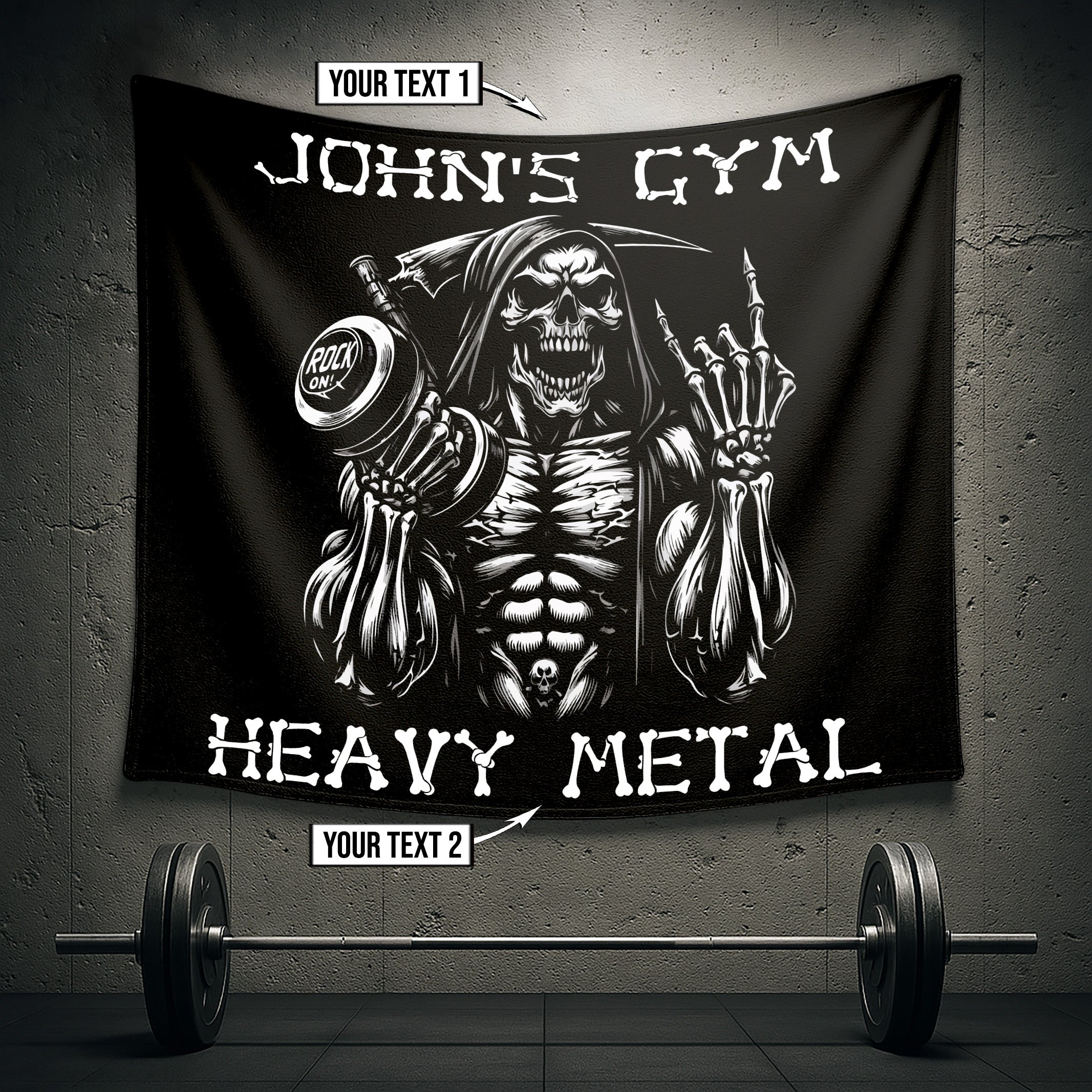 Personalized Gym Flag Grim Reaper Heavy Metal 11335