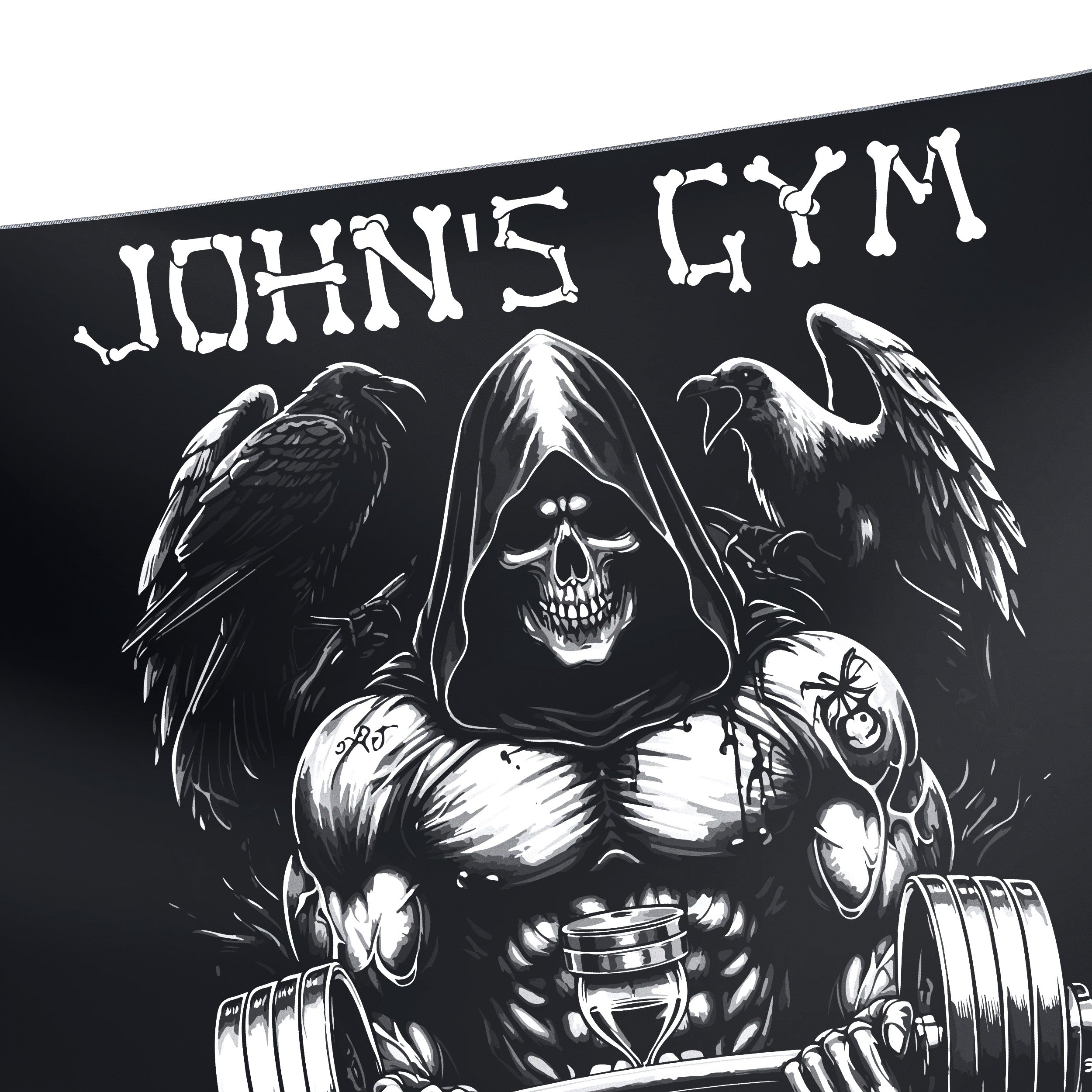 Personalized Gym Flag Banner Gothic Grim Reaper Lifting NO DAYS OFF 11336