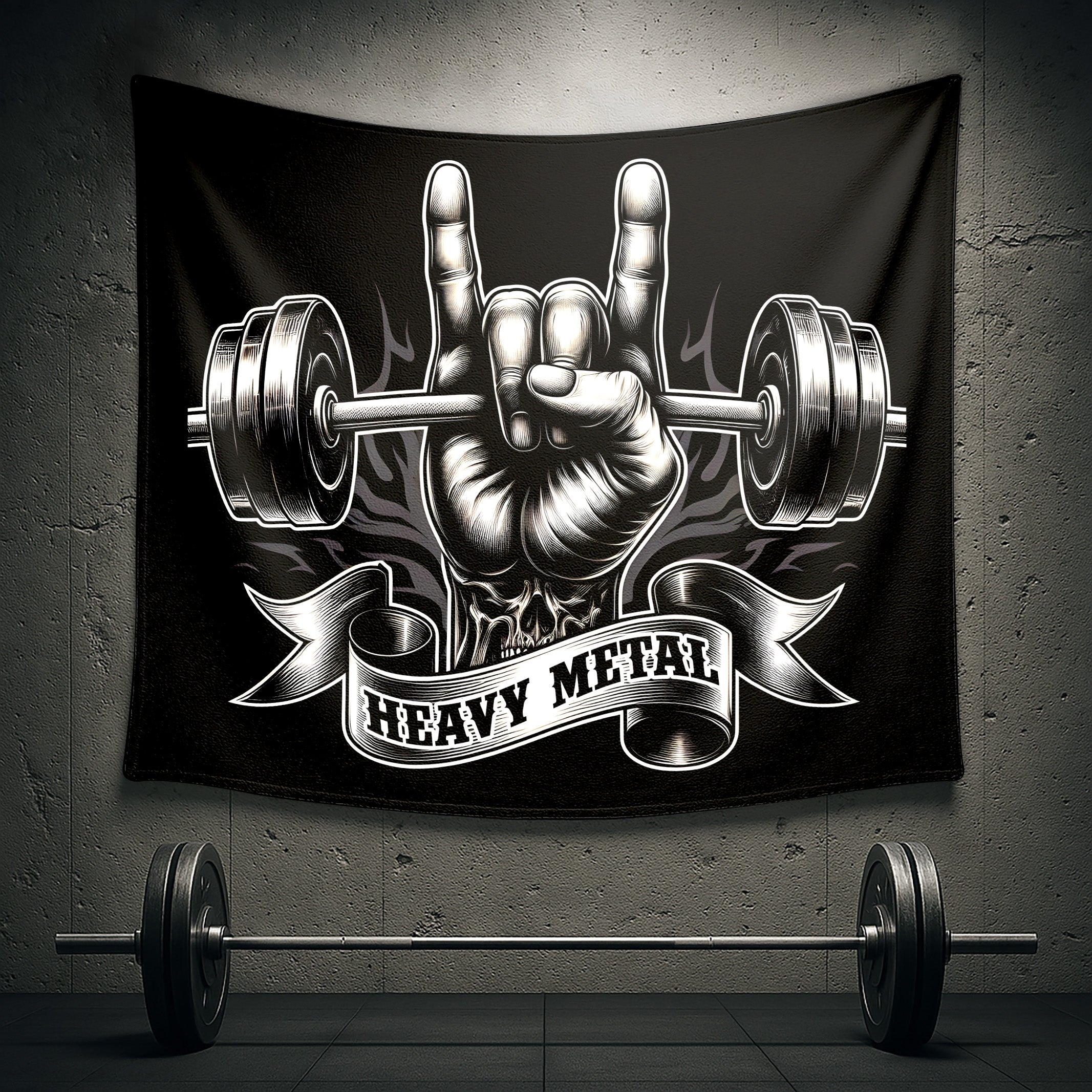 Personalized Gym Flag Heavy Metal Sign 11340