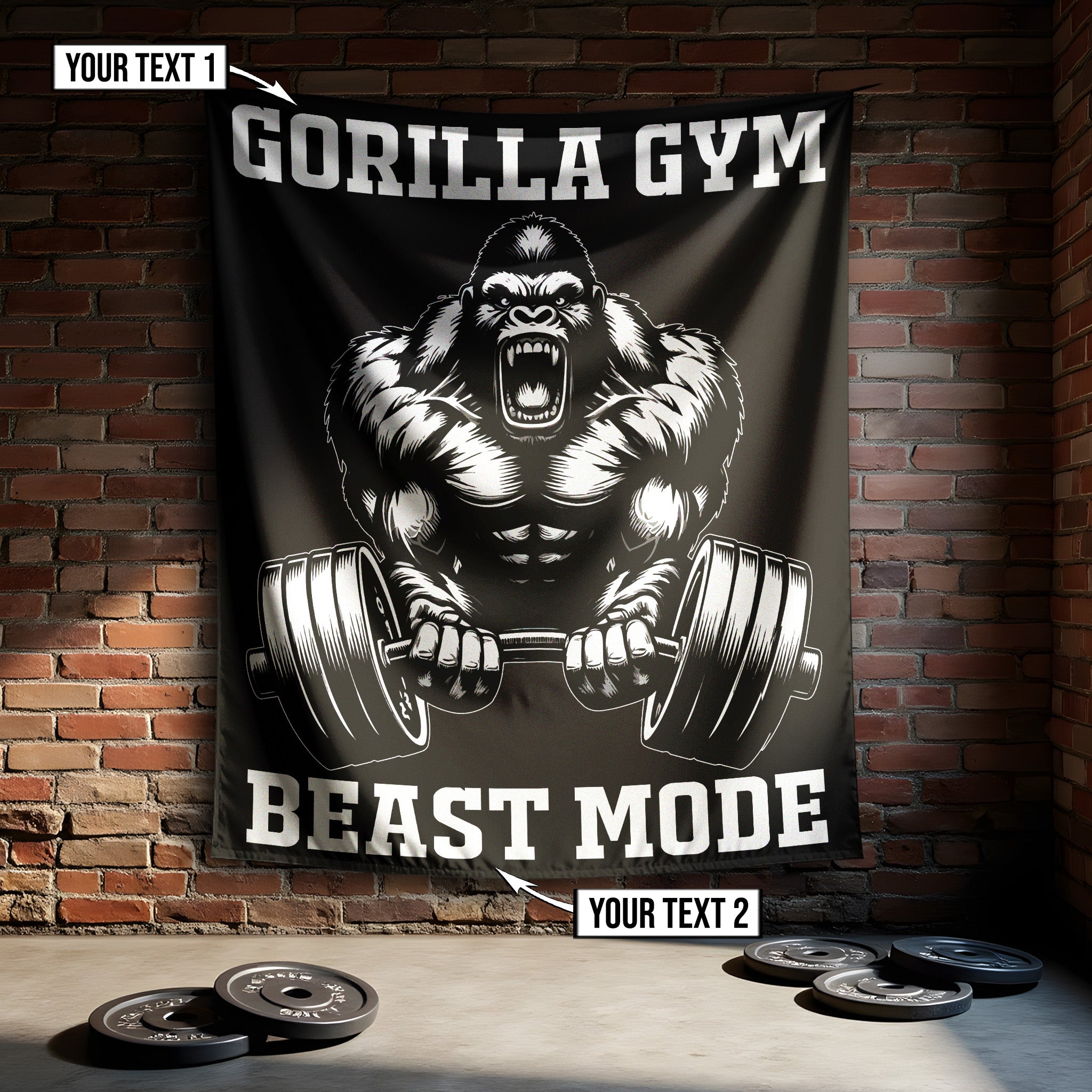 Personalized Gym Flag Gorilla Beast Mode 11343