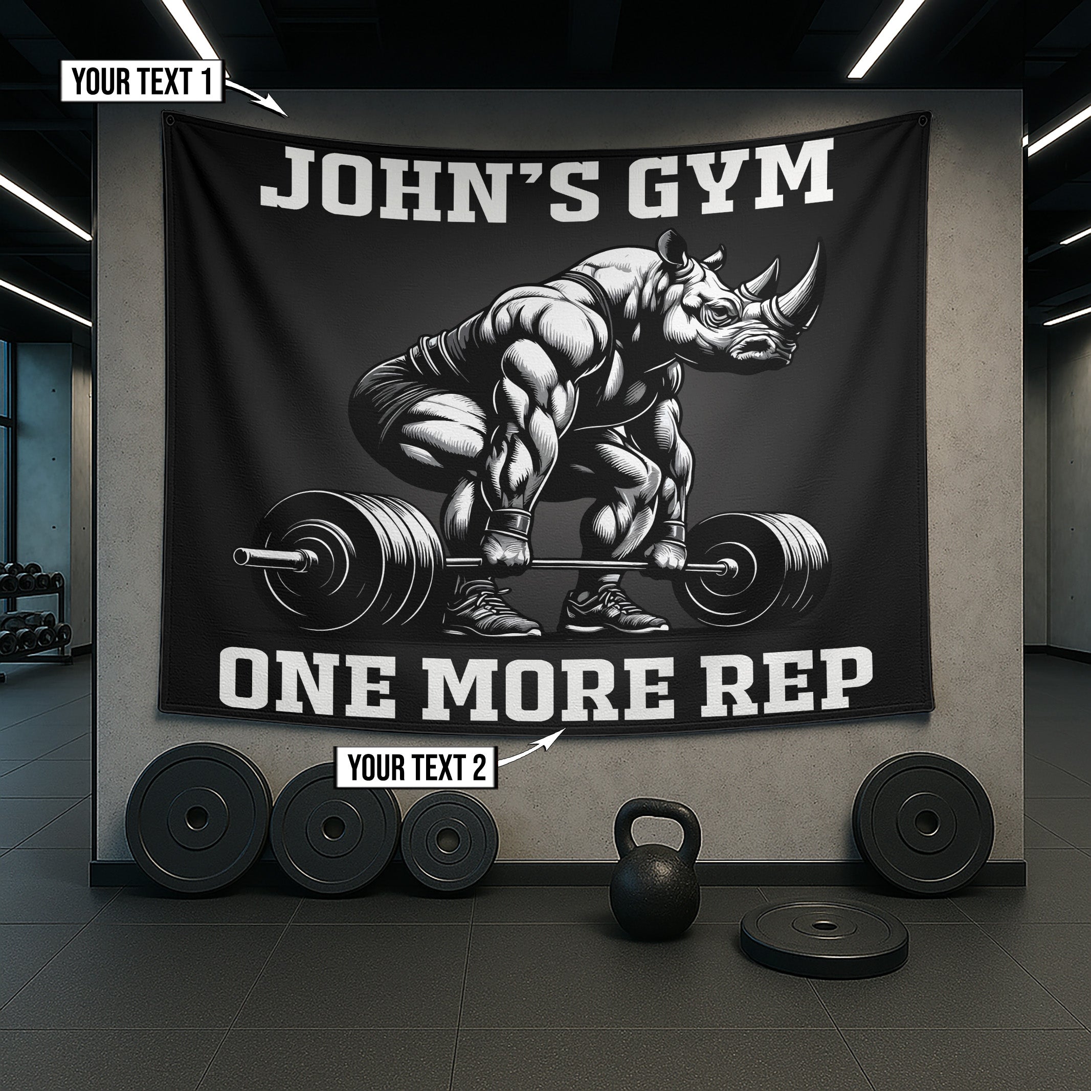 Rhinoceros Gym Flag - One More Rep 11379