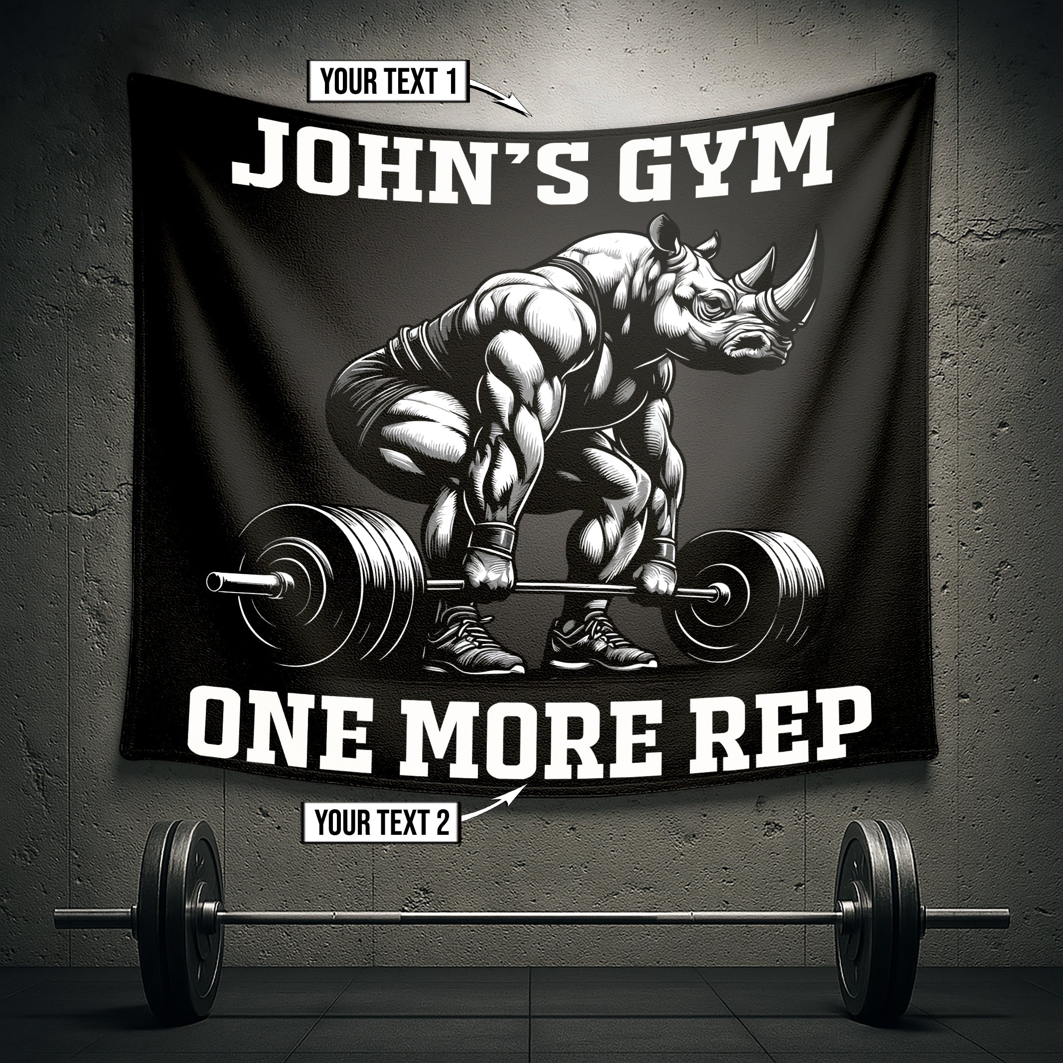 Rhinoceros Gym Flag - One More Rep 11379