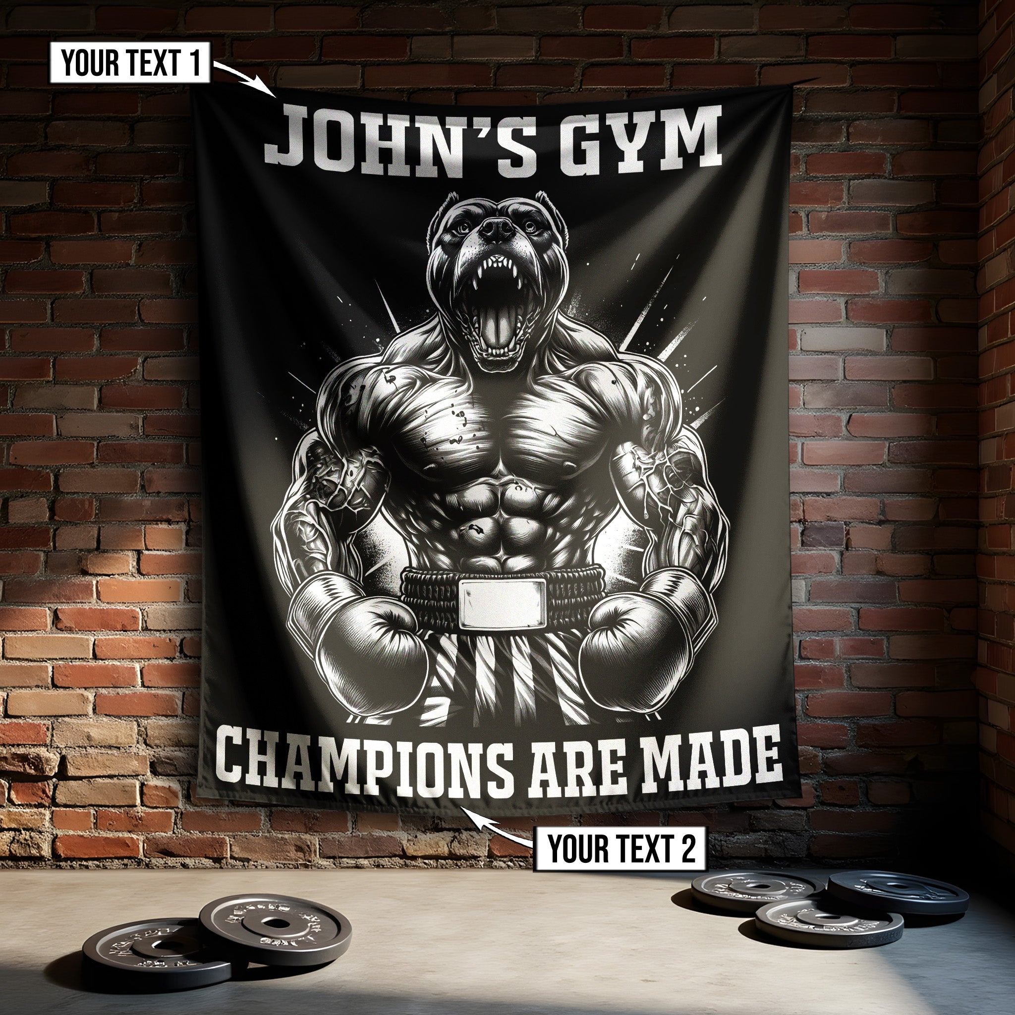 Personalized Pitbull Boxing Banner - Champions Are Made 11388