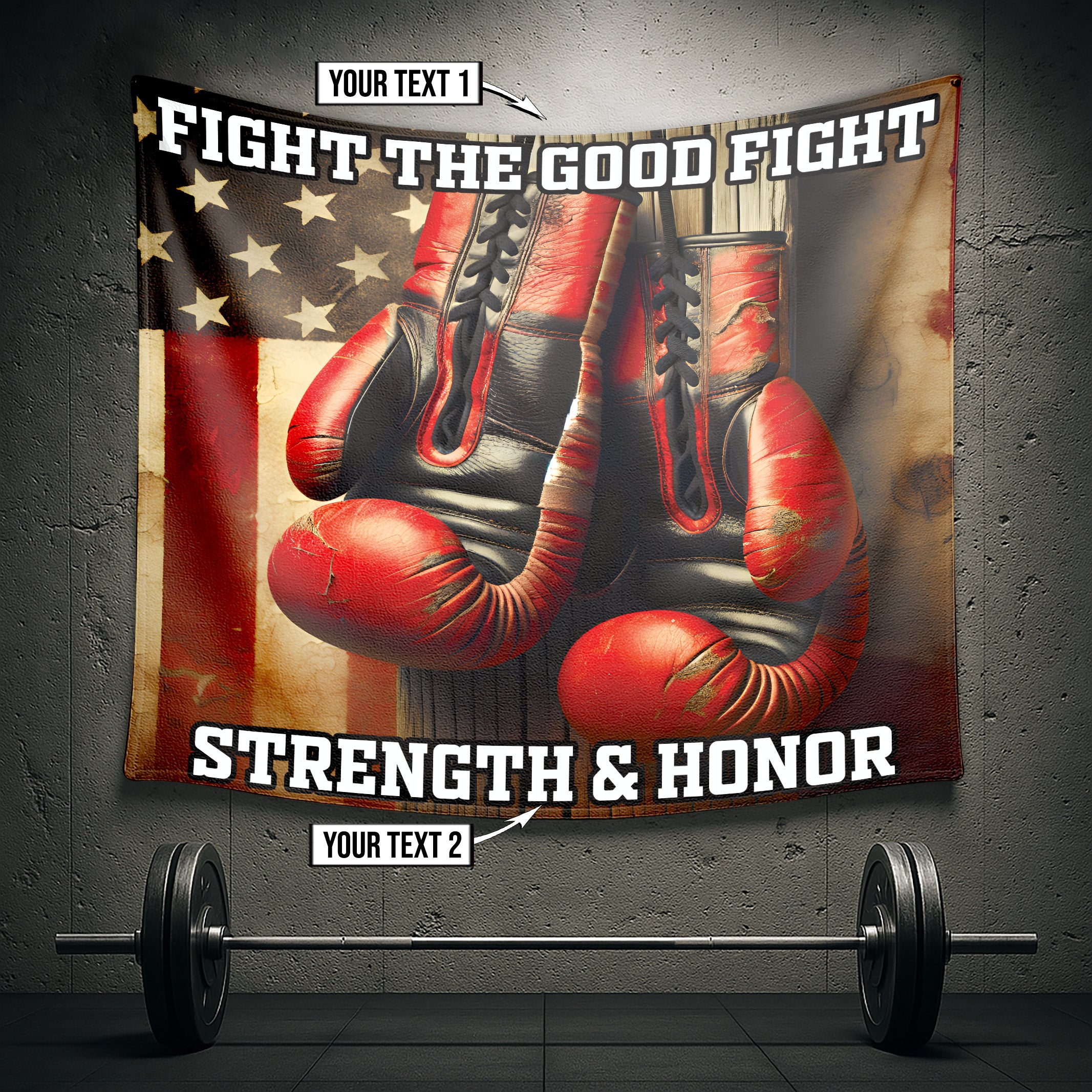 Personallized Boxing Gloves Gym Flag Fight The Good Fight 11394