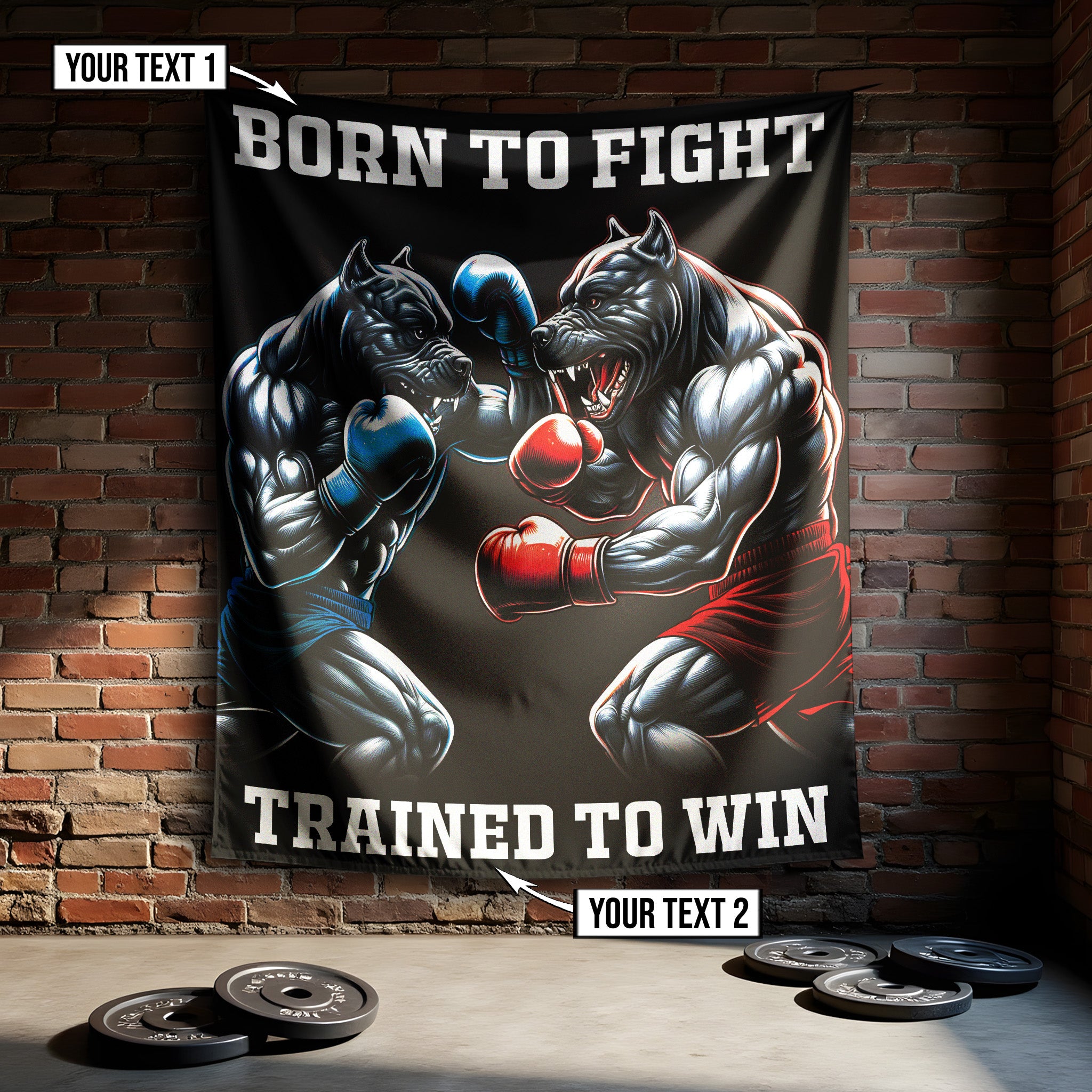 Personalized Pitbull Boxing Flag Born To Fight Trained To Win 11400