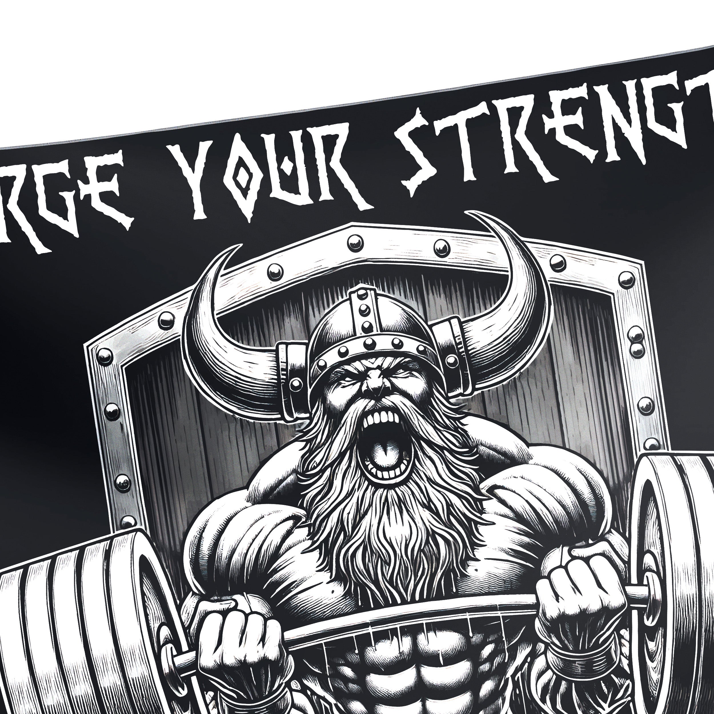 Viking Warrior Gym Banner with Custom Quote for Weightlifters 11436
