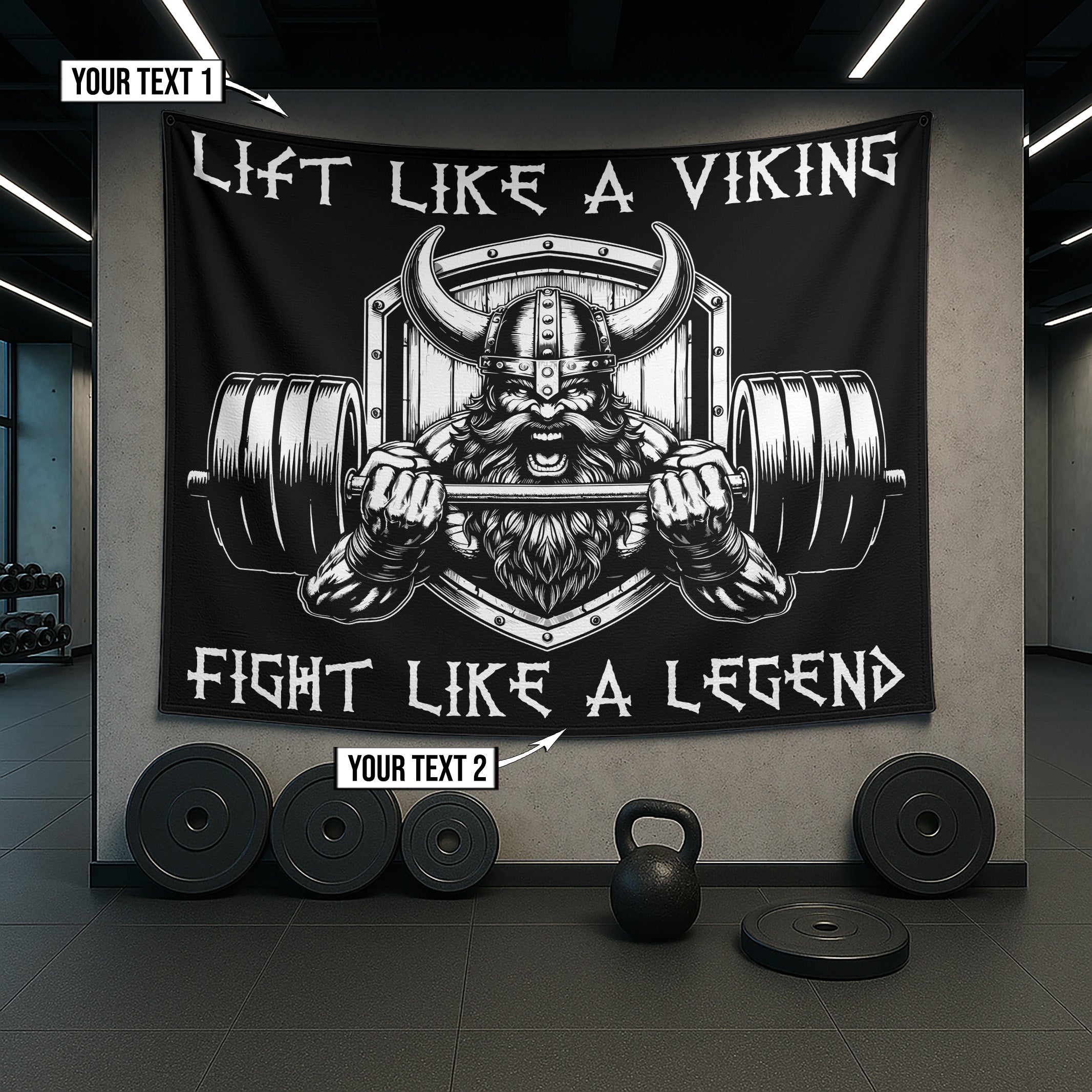 Customizable Viking Gym Banner – Forge Your Strength, Pillage Your Weakness 11437