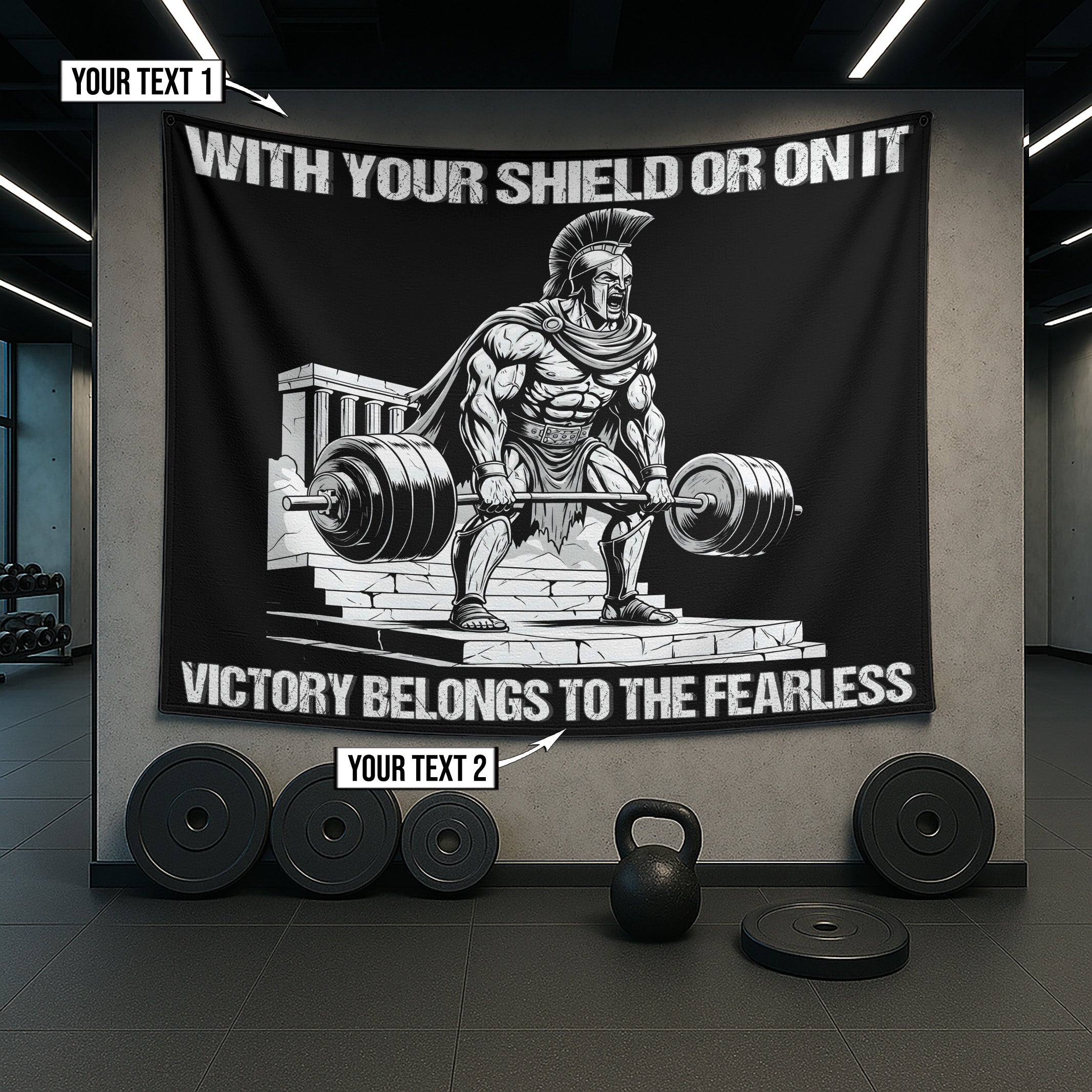 Spartan Warrior Gym Banner – With Your Shield or On It 11452